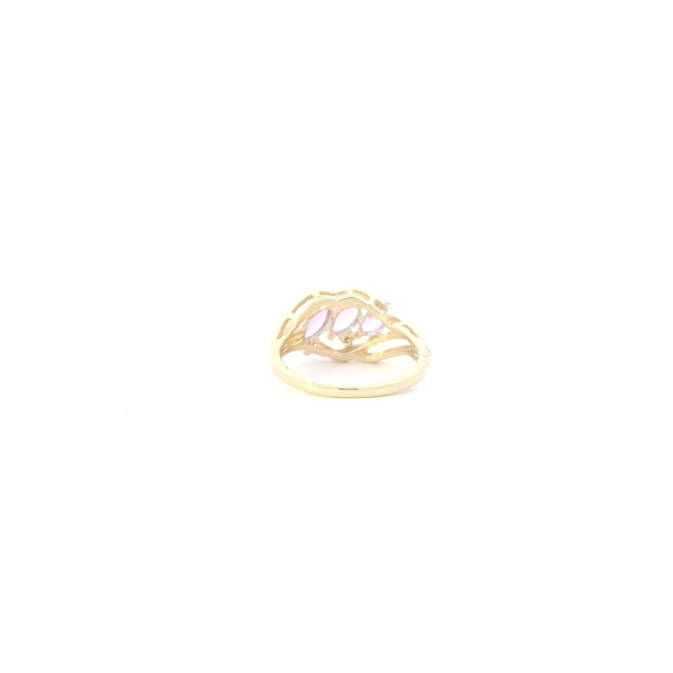 14K Yellow Gold Pink Topaz & Diamonds Womens Ring - 0.04ct