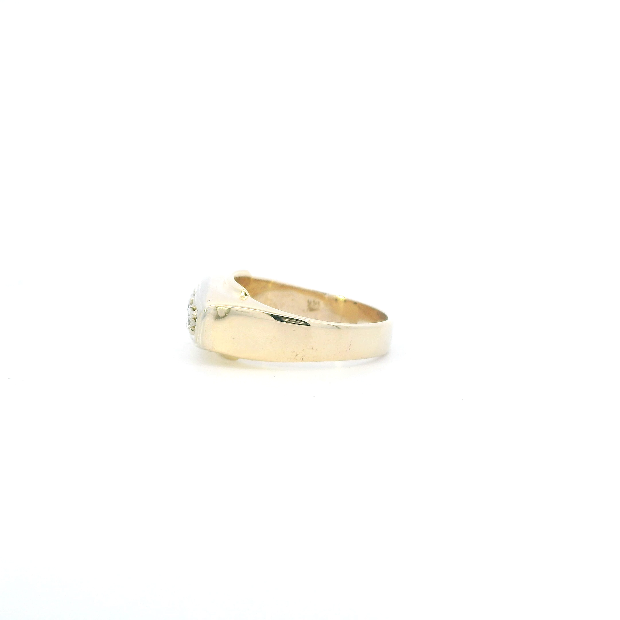 14K Yellow Gold Diamonds Mens Ring - 0.31ct