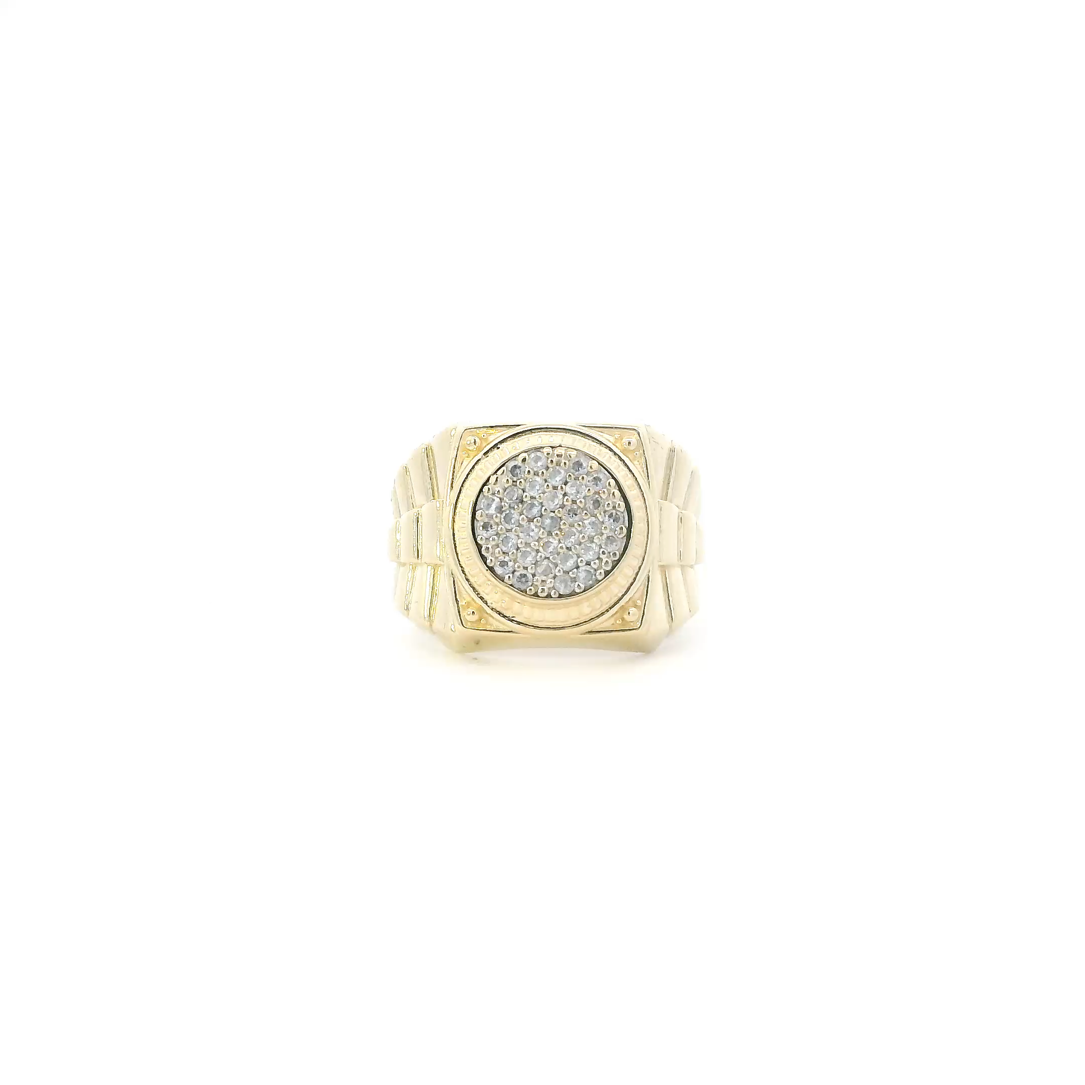 10K Yellow Gold Cz Rolex Mens Ring