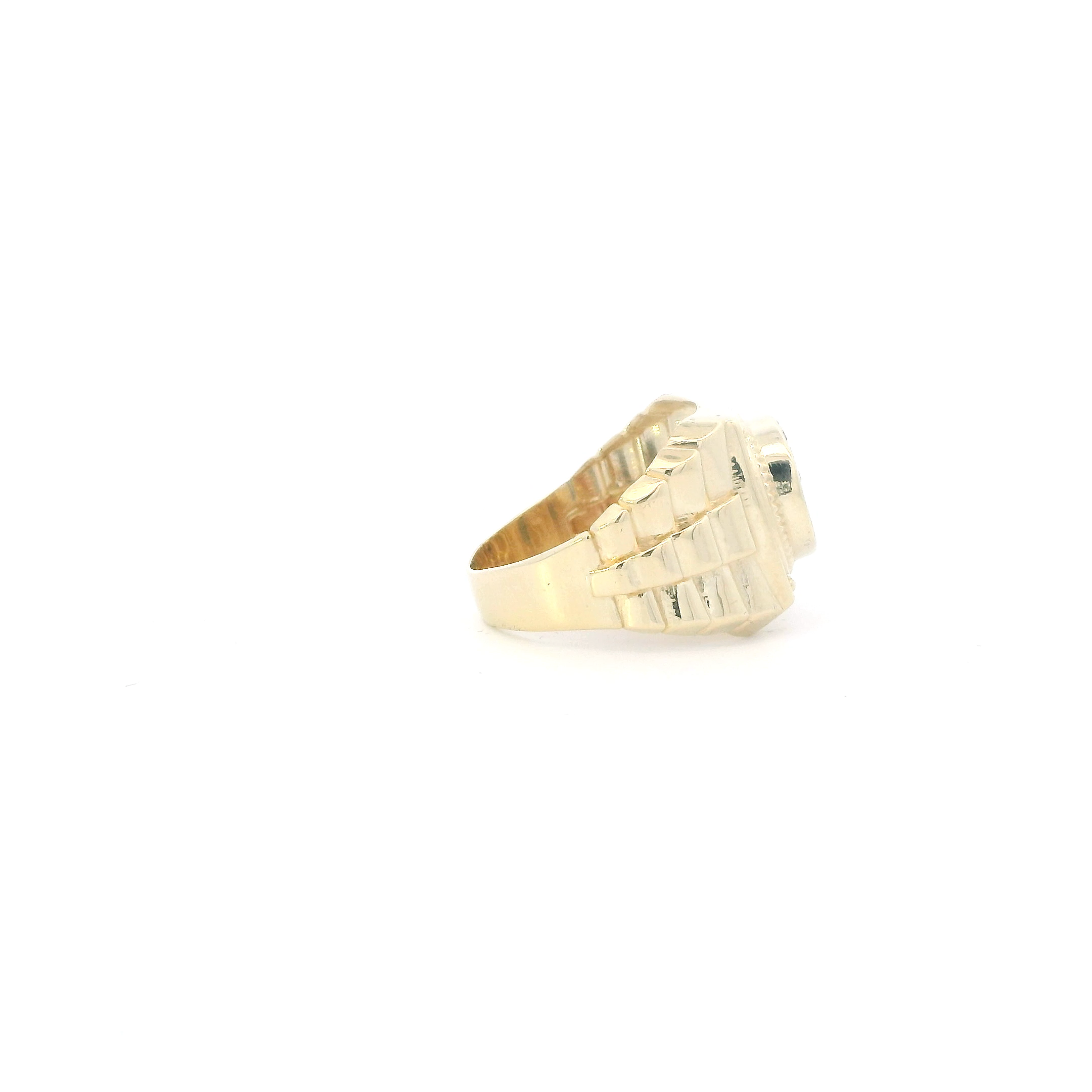 10K Yellow Gold Cz Rolex Mens Ring