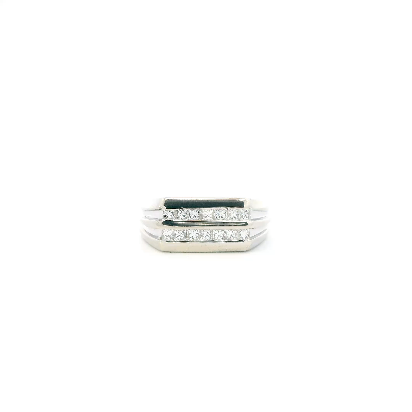 14K White Gold Diamonds Mens Ring - 0.75ct