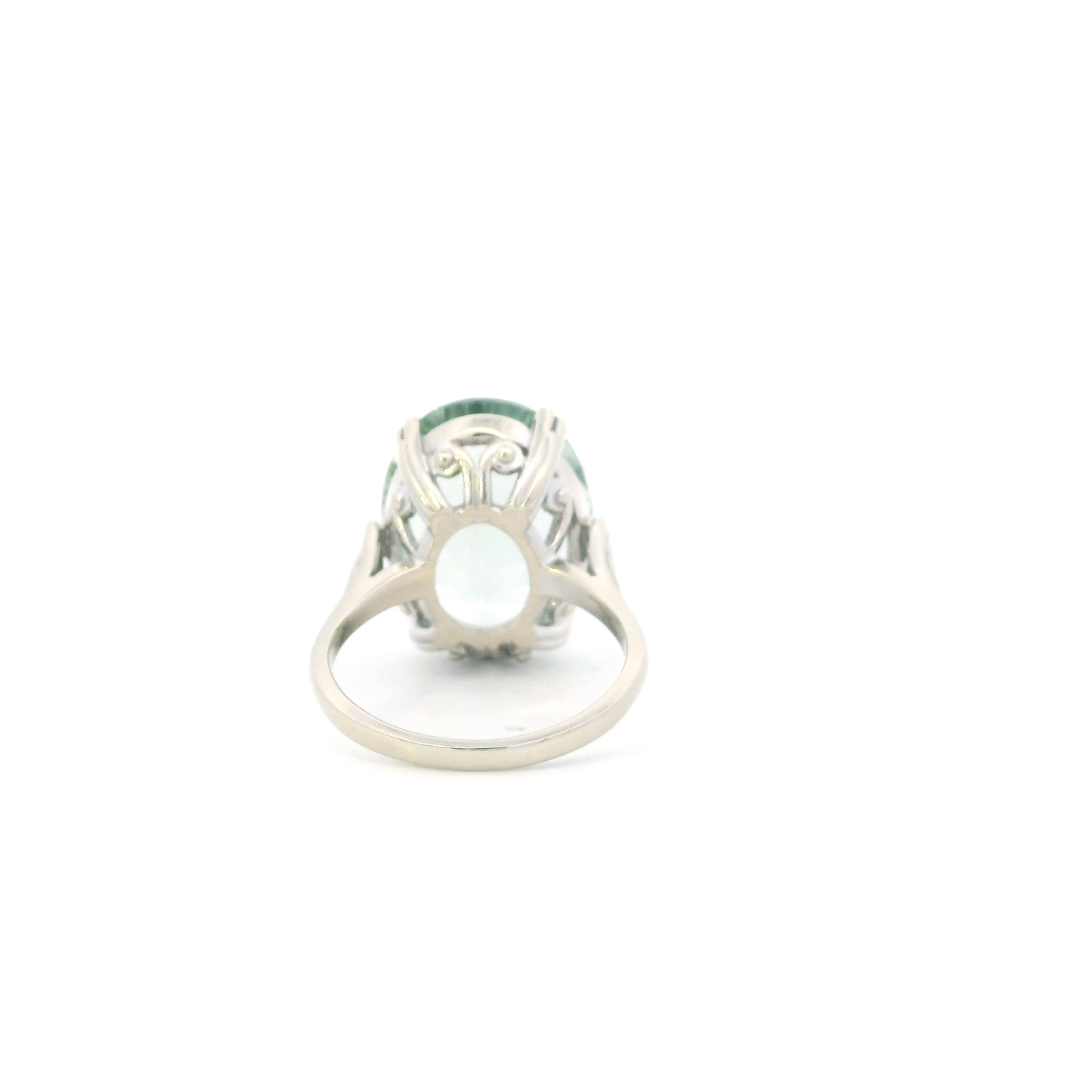 14K White Gold Prestolite Green Amethyst Ring