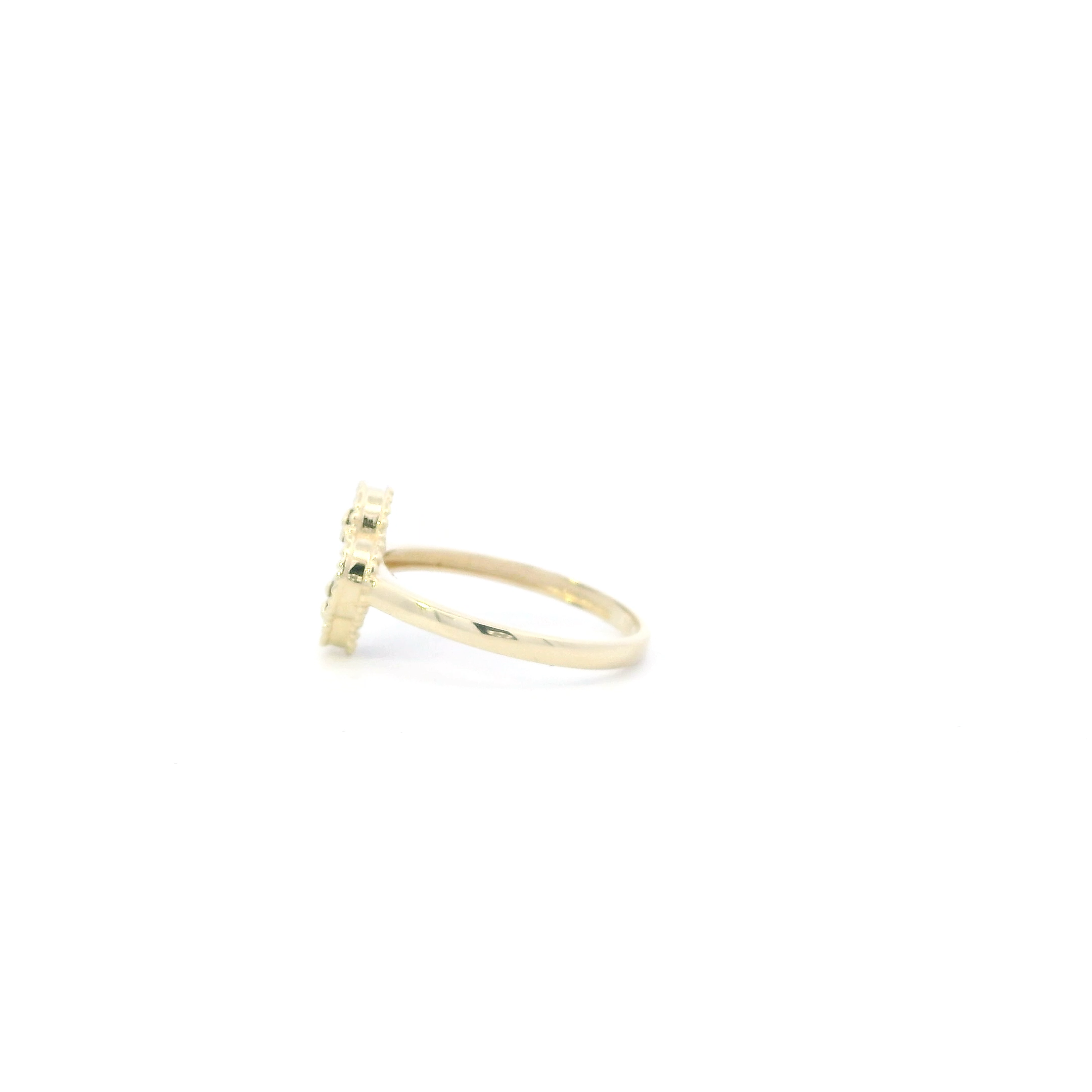 14K Yellow Gold Onyx Clover Ring