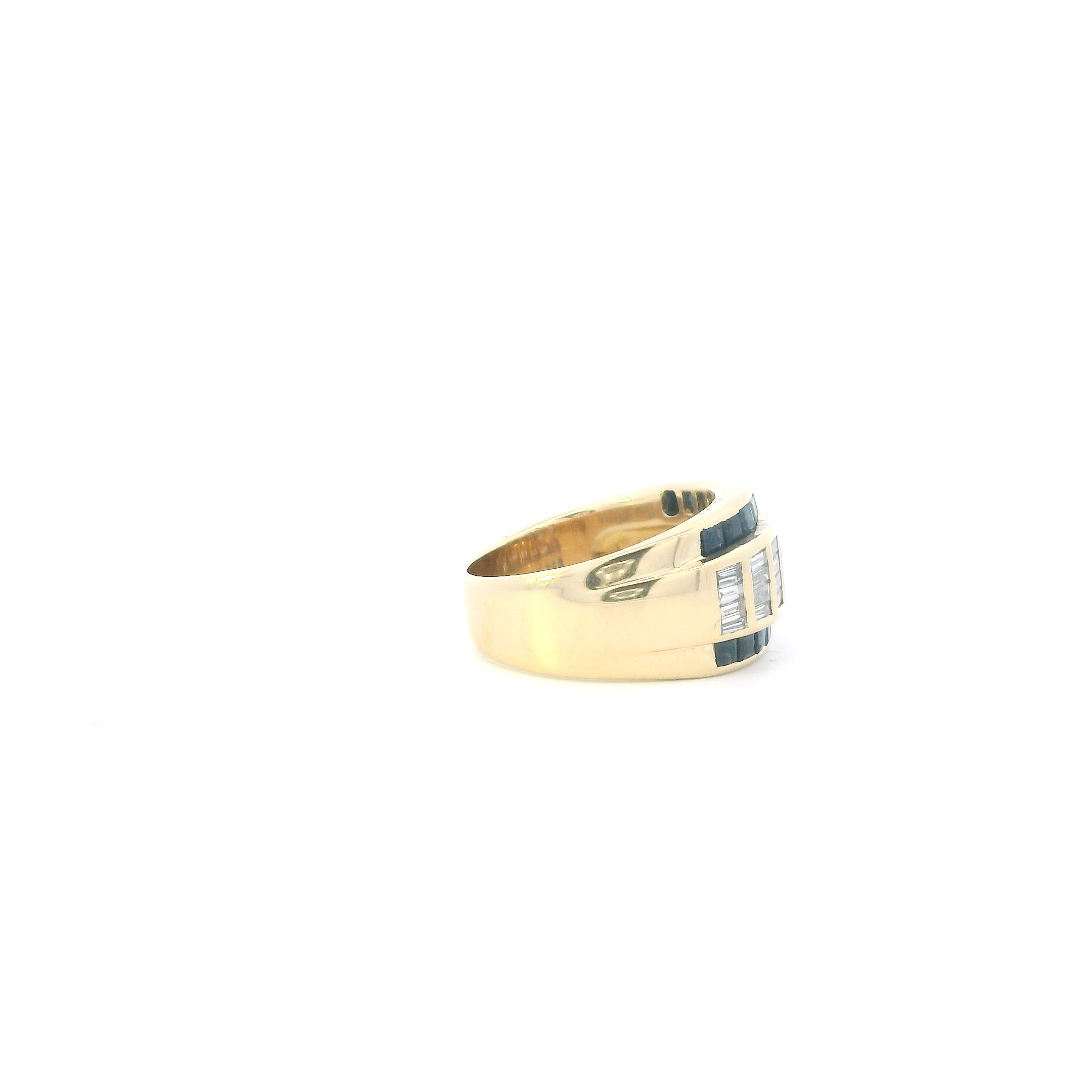 18K Yellow Gold Diamonds & Sapphire Womens Ring - 0.42ct