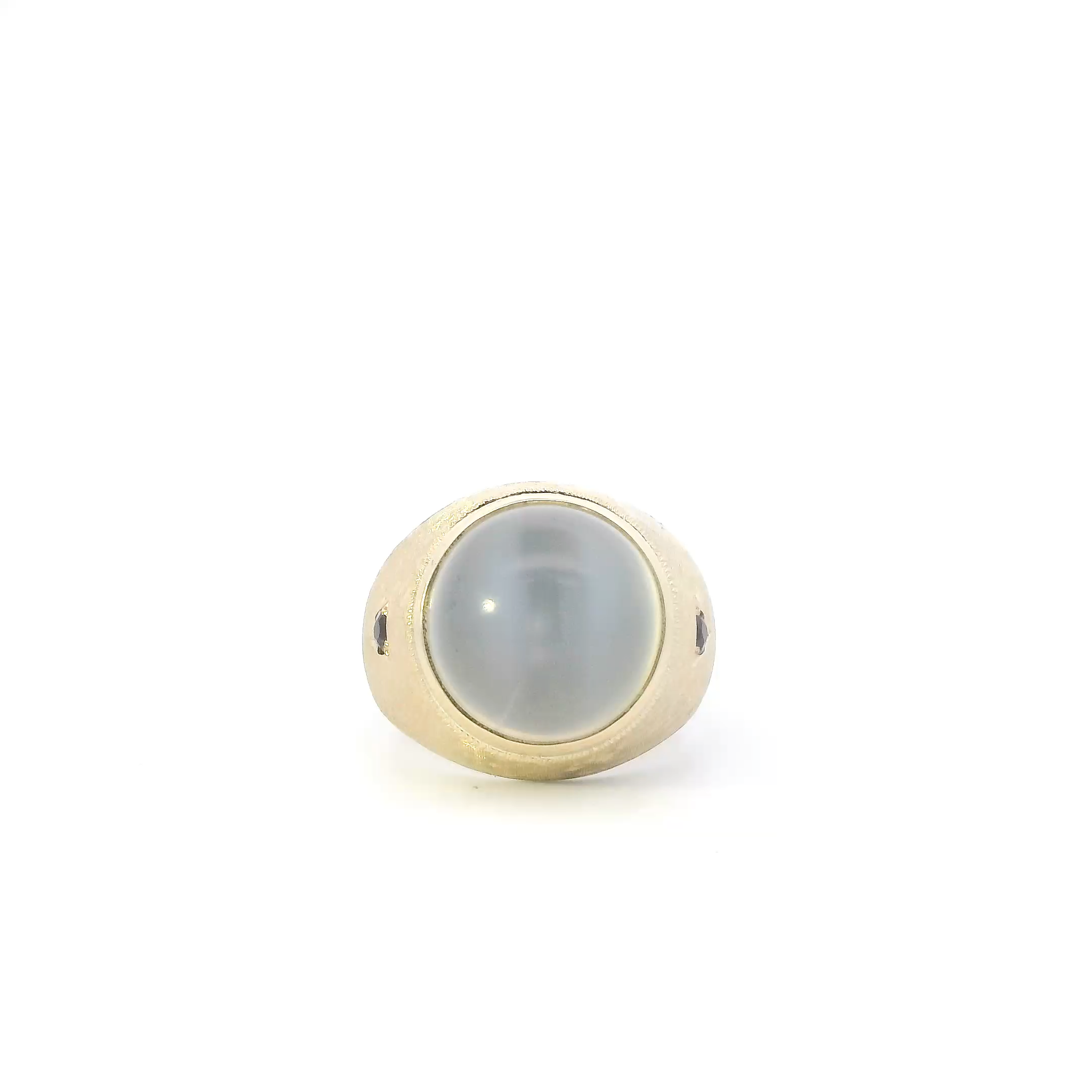 10K Yellow Gold Moonstone & Ruby Mens Ring