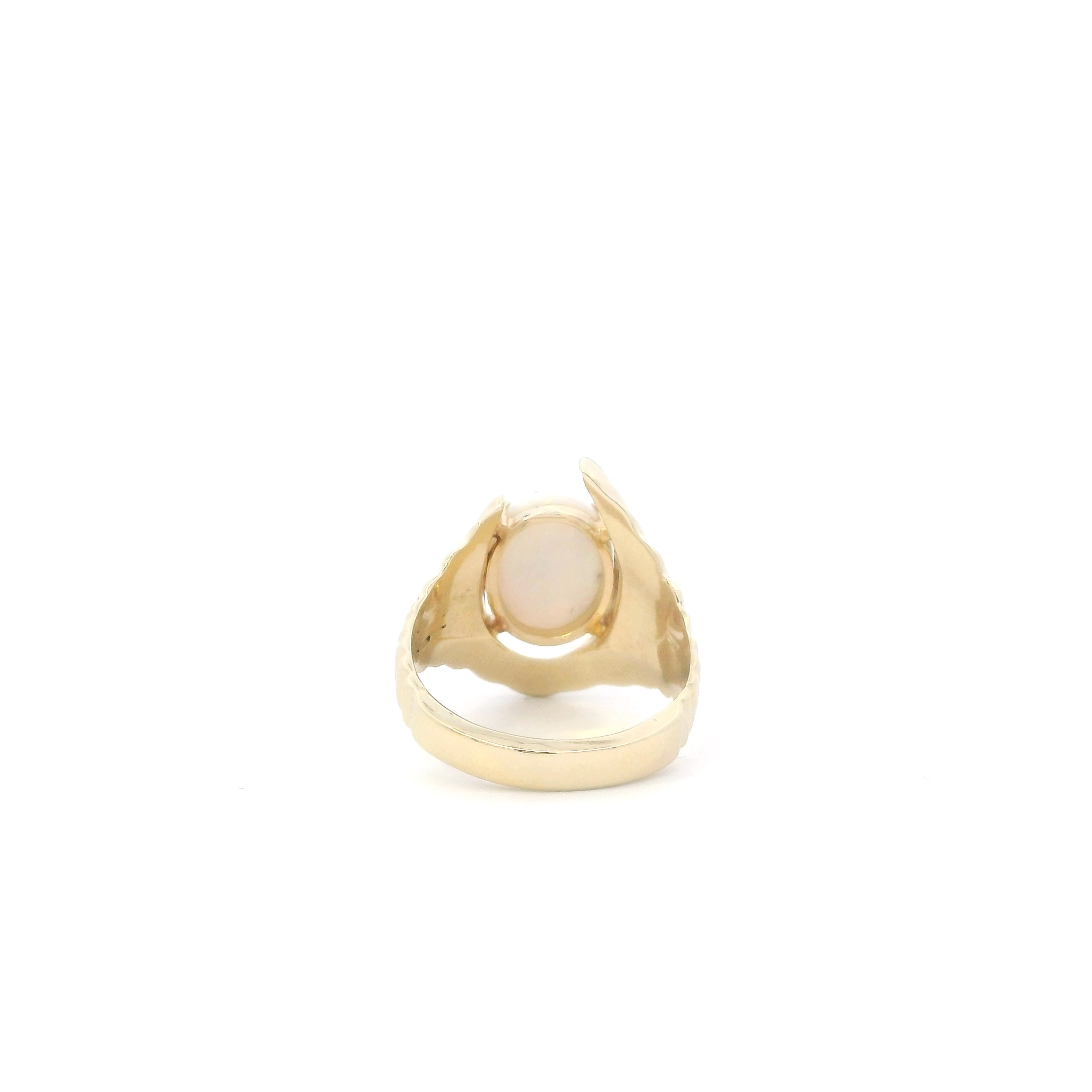 14K Yellow Gold Opal Womens Ring