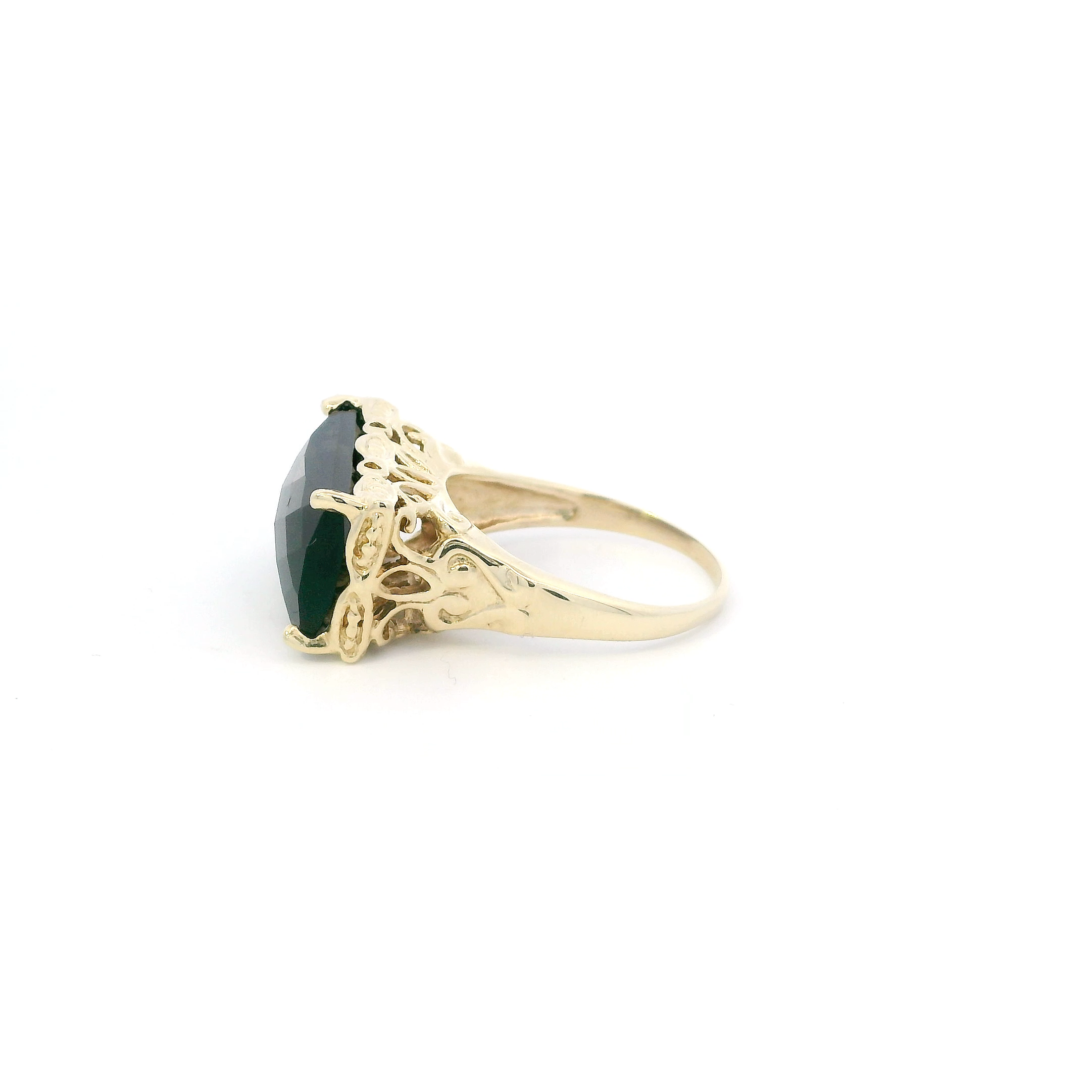 10K Yellow Gold Smokey Quartz Filigree Ring