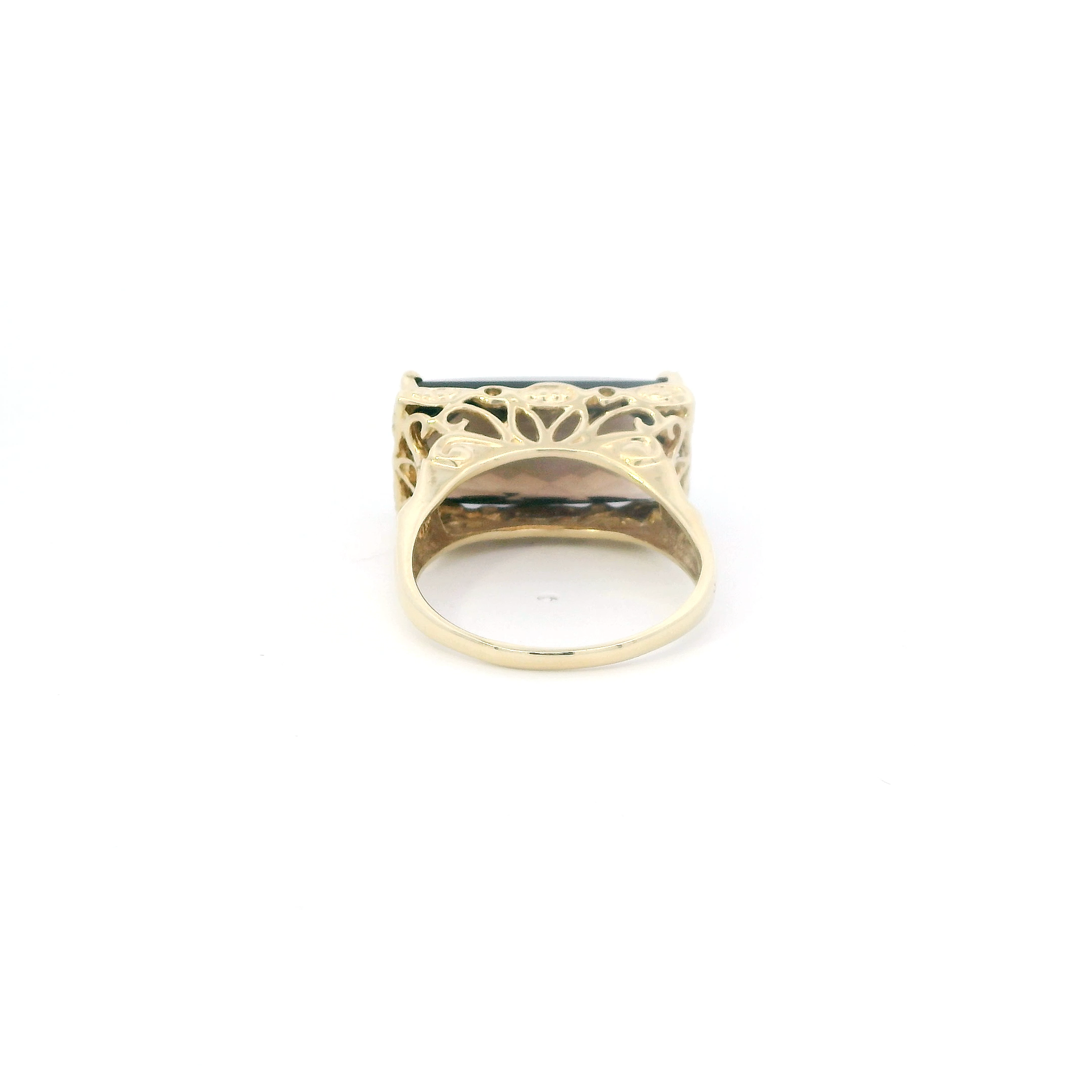 10K Yellow Gold Smokey Quartz Filigree Ring