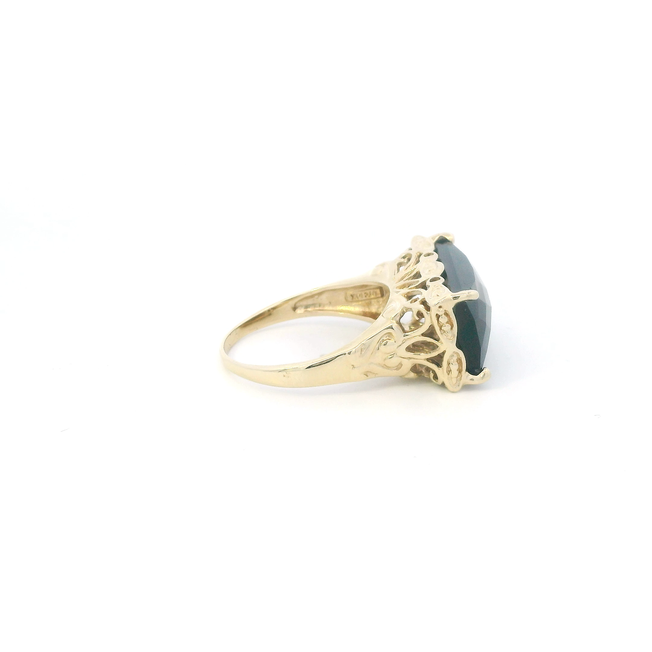 10K Yellow Gold Smokey Quartz Filigree Ring
