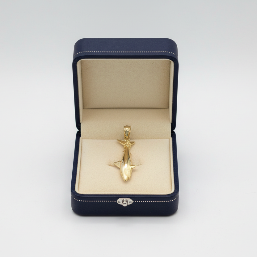 14K Yellow Gold Shark Pendant
