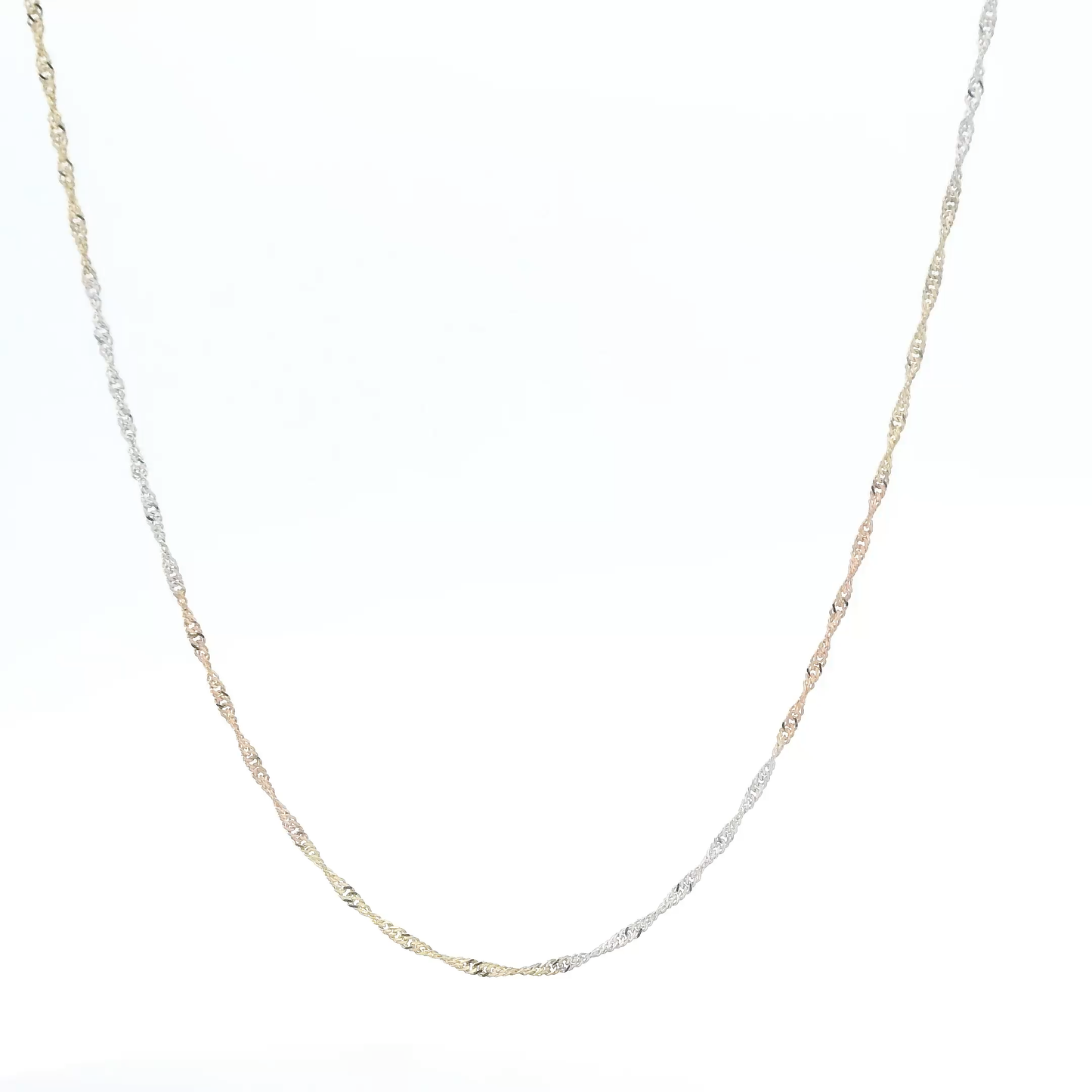 14K Tri Color Gold 18" Singapore Chain