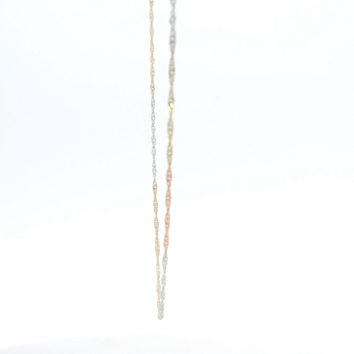 14K Tri Color Gold 18" Singapore Chain