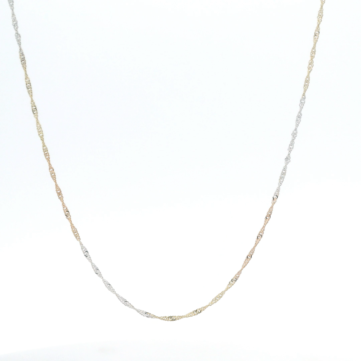 14K Tri Color Gold 18" Singapore Chain