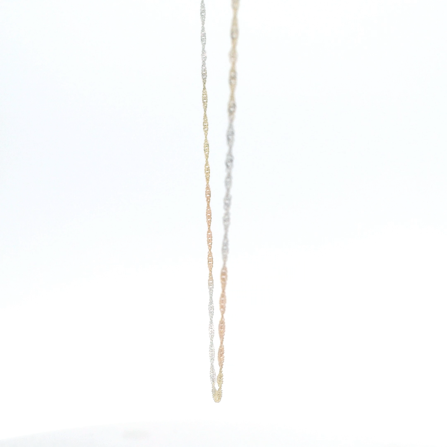 14K Tri Color Gold 18" Singapore Chain