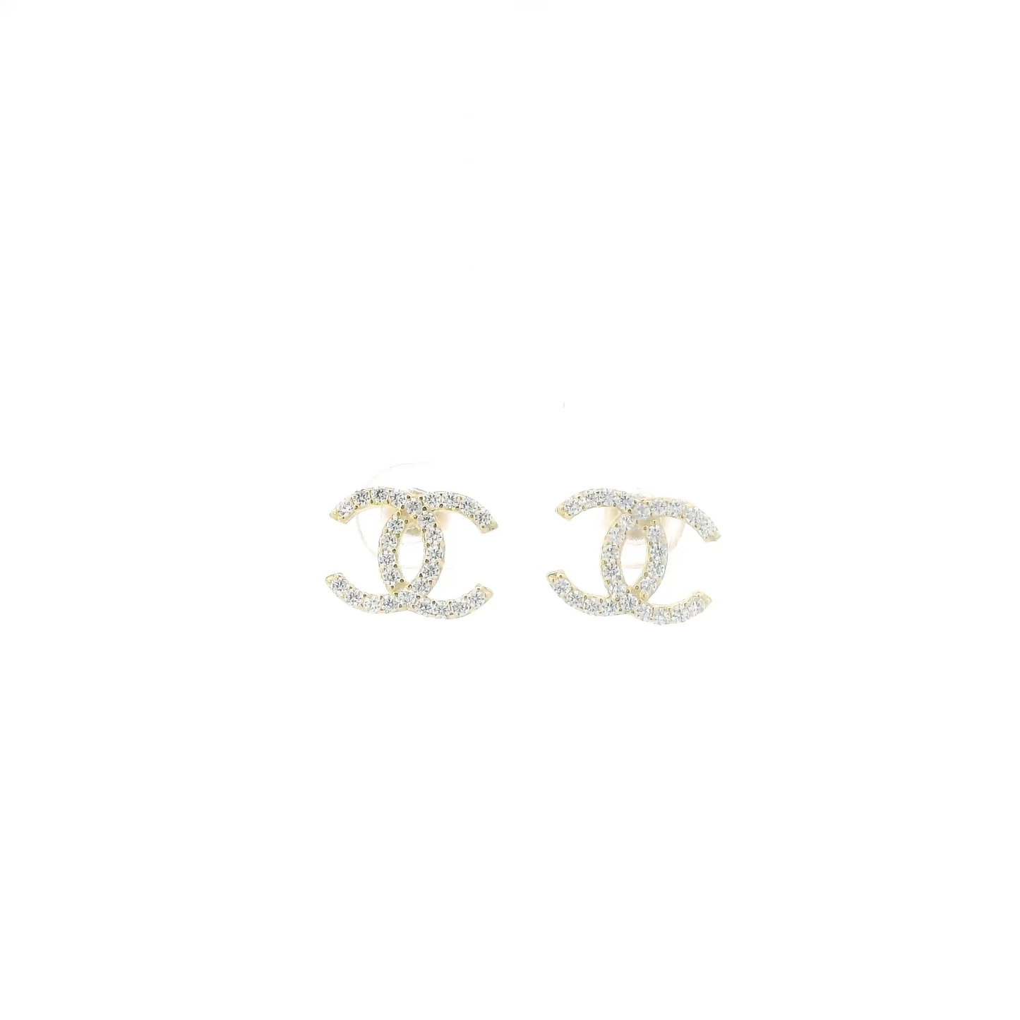 14K Yellow Gold "CC" Stud Earrings