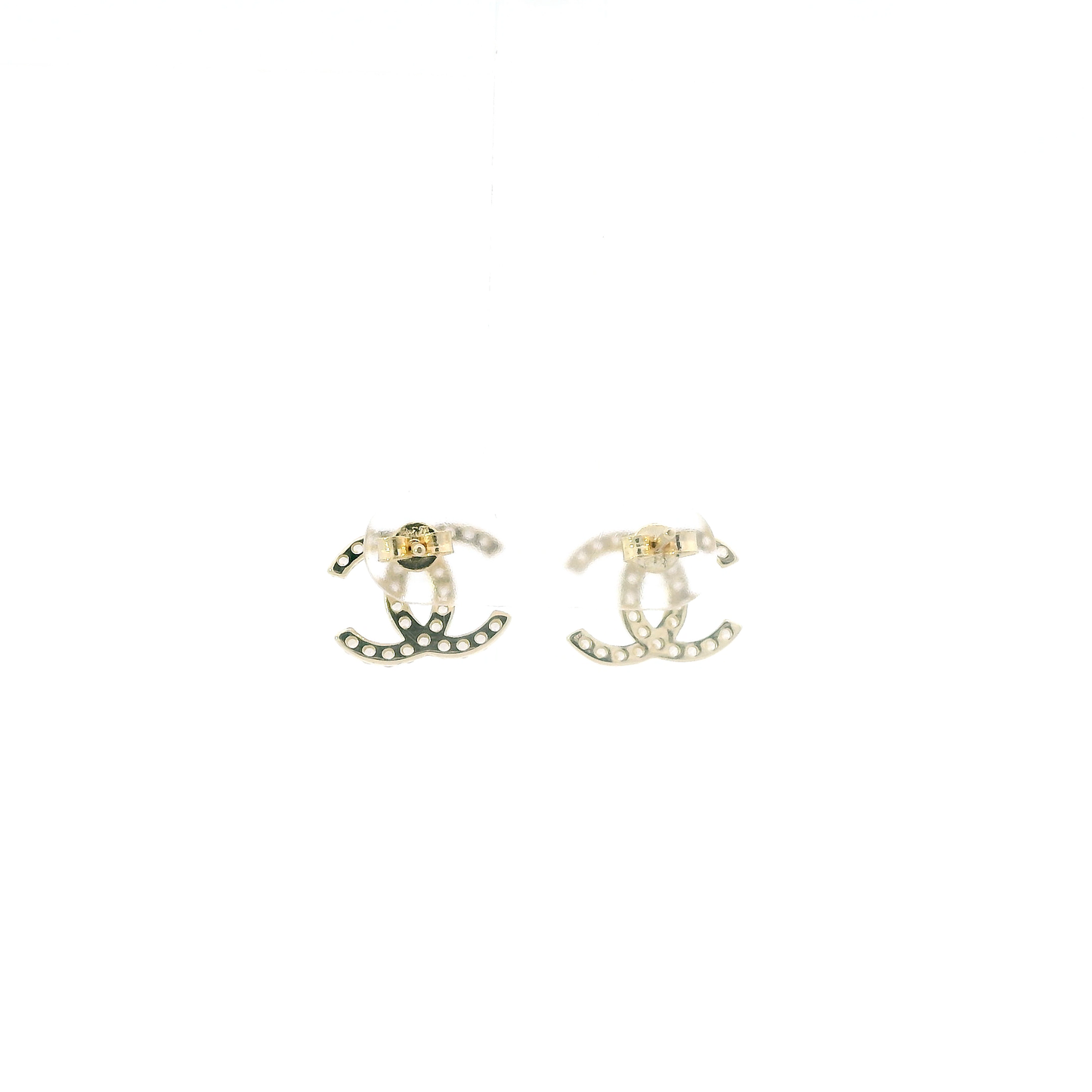 14K Yellow Gold "CC" Stud Earrings
