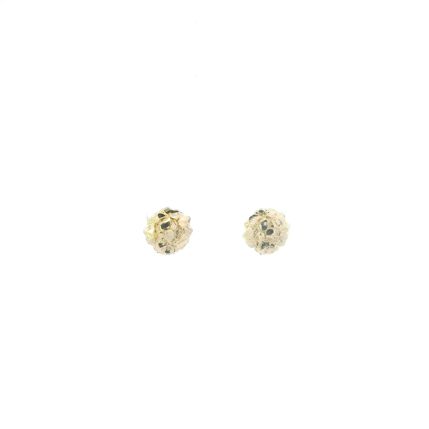 10K Yellow Gold Round Nugget Stud Earrings