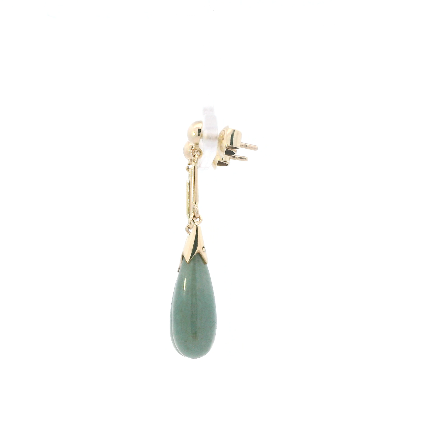 14K Yellow Gold Jade Drop Dangle Earrings