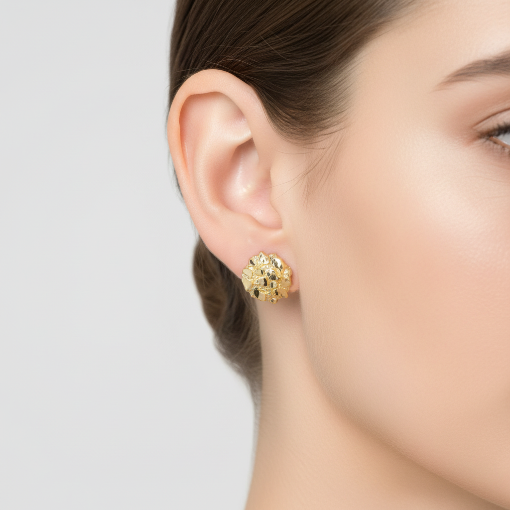 10K Yellow Gold Nugget Stud Earrings