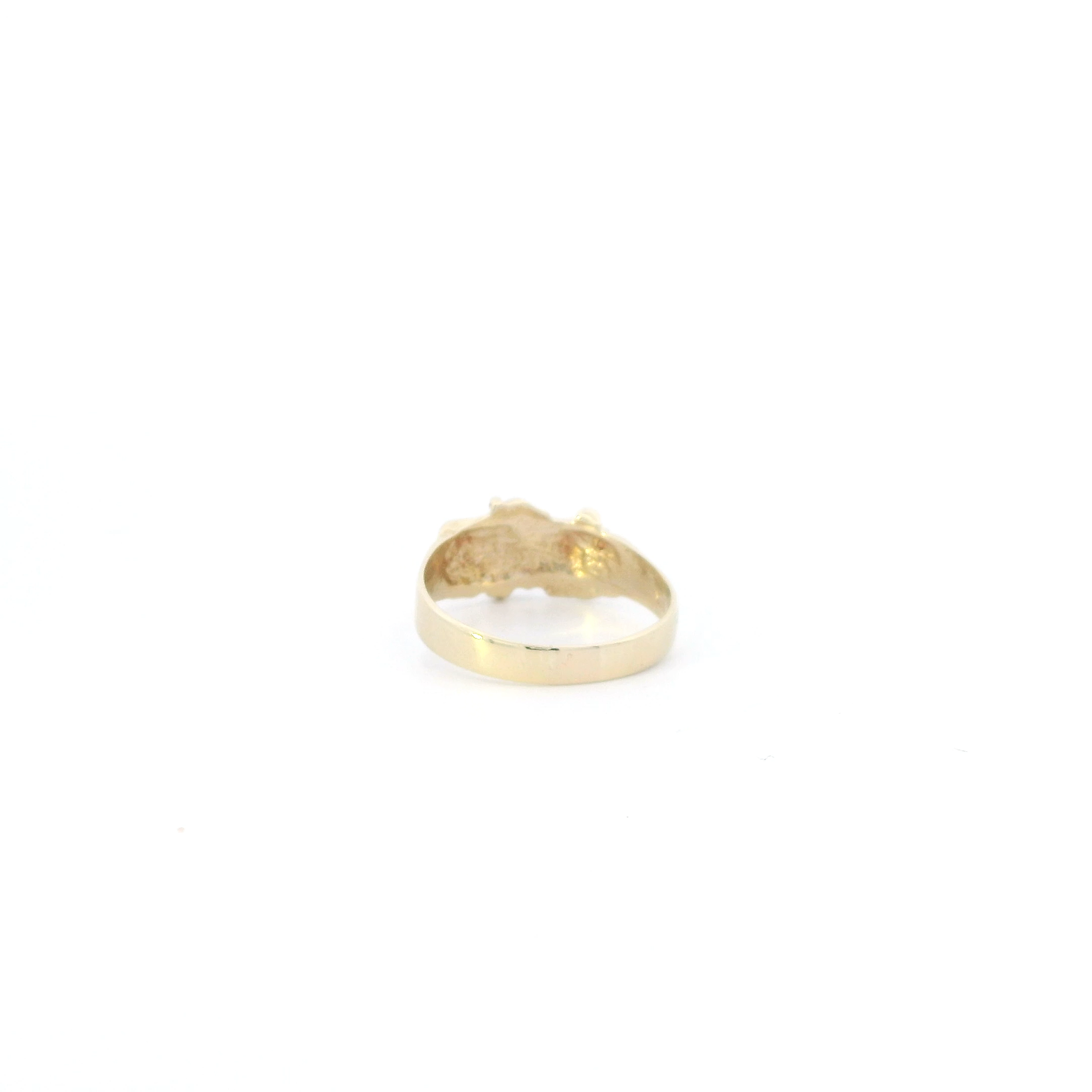 14K Yellow Gold Nugget Womens Ring