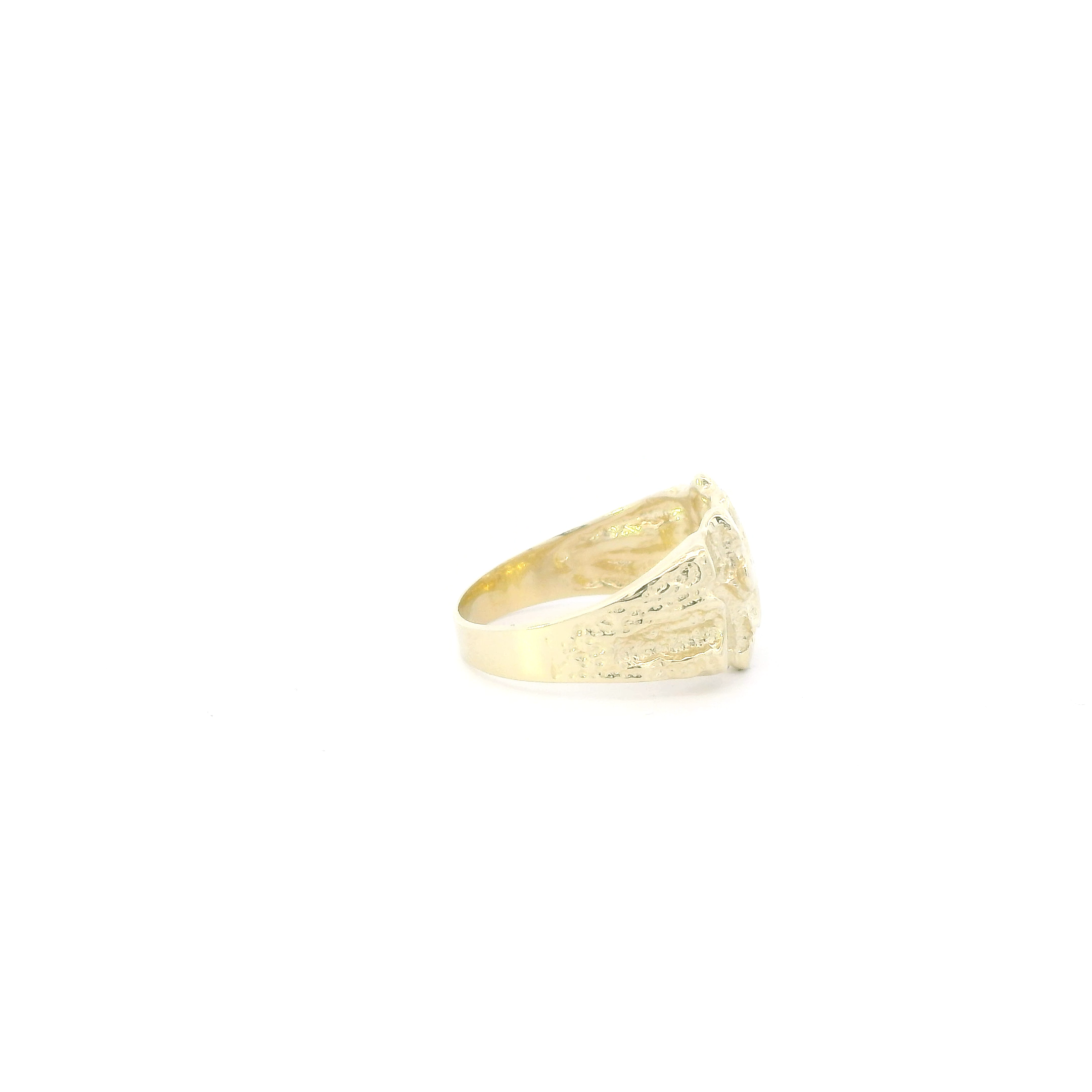 10K Yellow Gold Nugget Mens Ring
