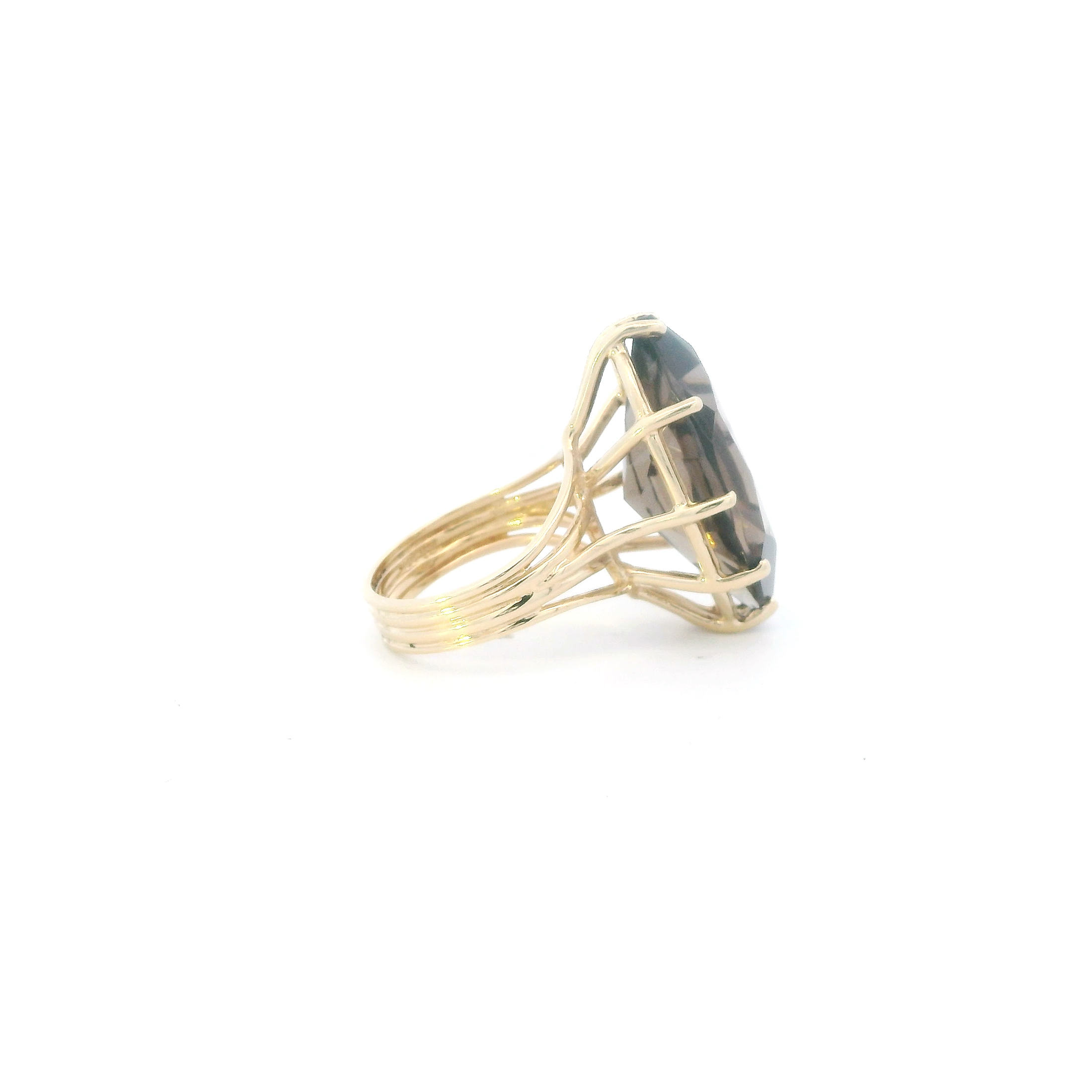 14K Yellow Gold Smokey Quartz Womens Ring