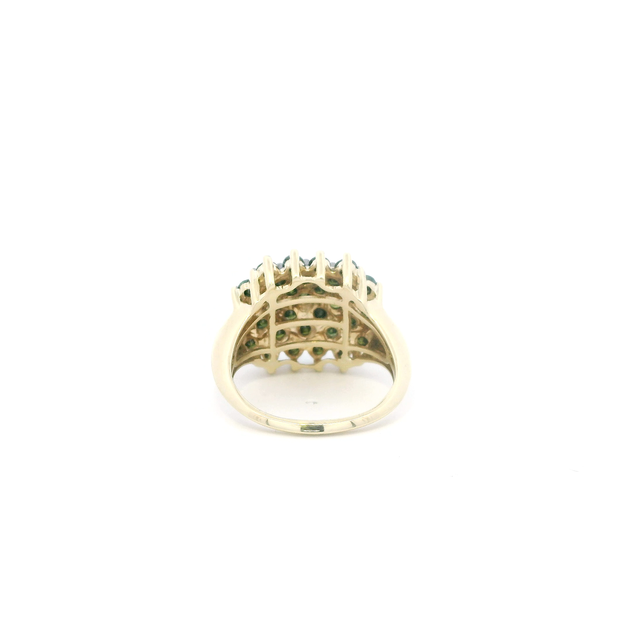 10K Yellow Gold Green Diamonds Cluster Womens Ring - 1.69ct