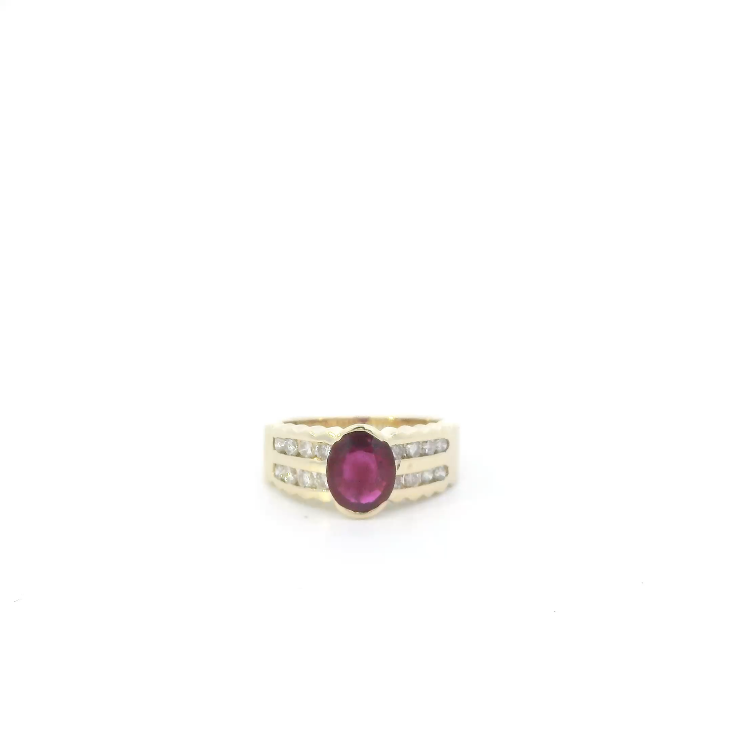 14K Yellow Gold Ruby & Diamonds Womens Ring - 0.50ct
