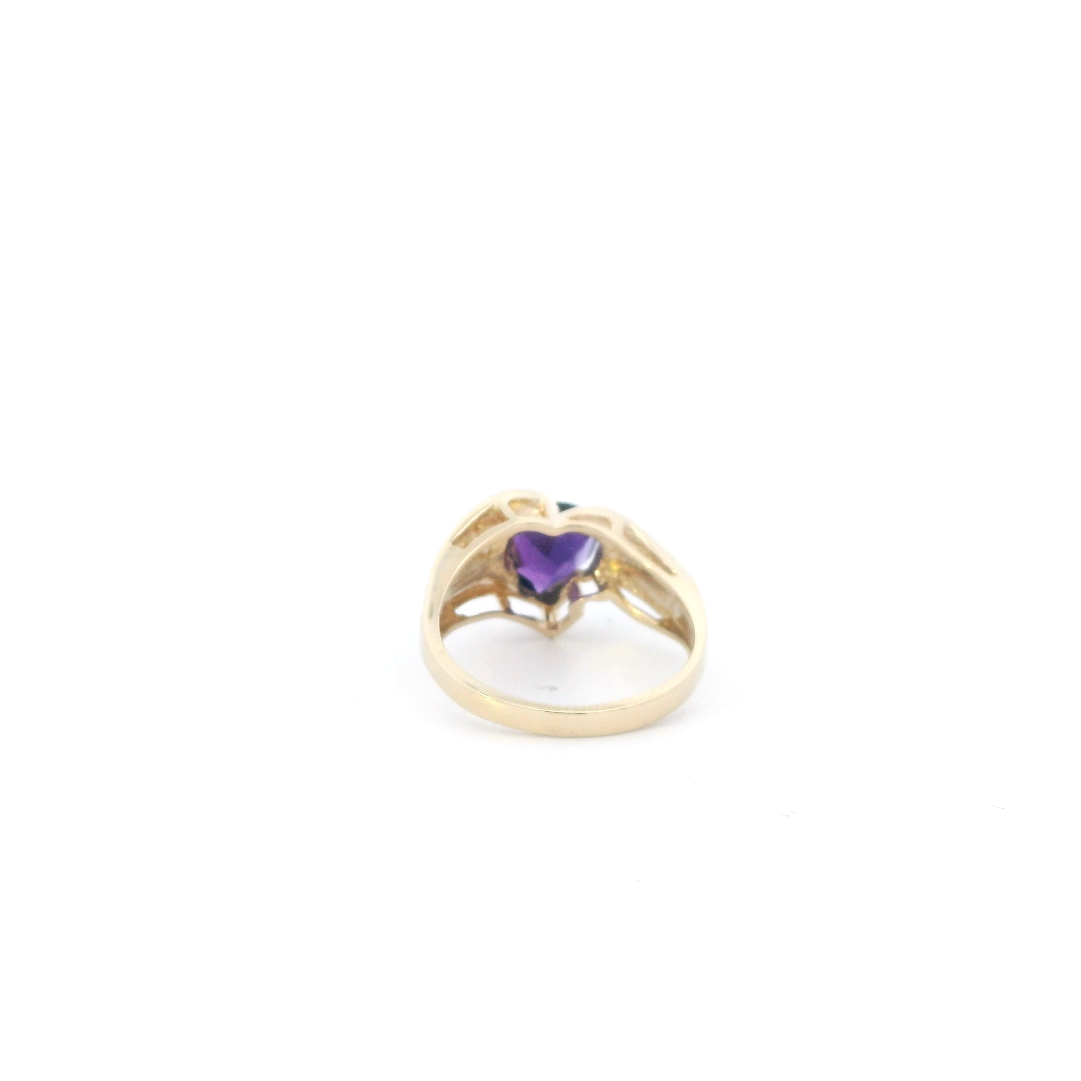 10K Yellow Gold Amethyst Heart Ring