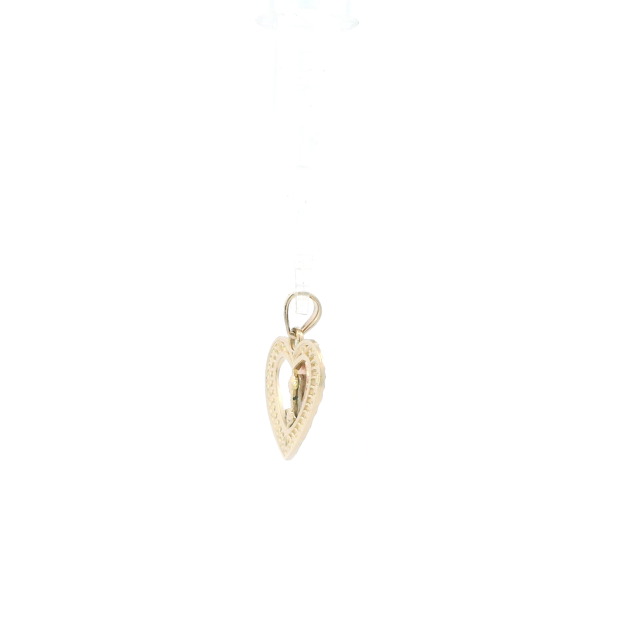 14K Tri Color Gold Rose & Heart Pendant
