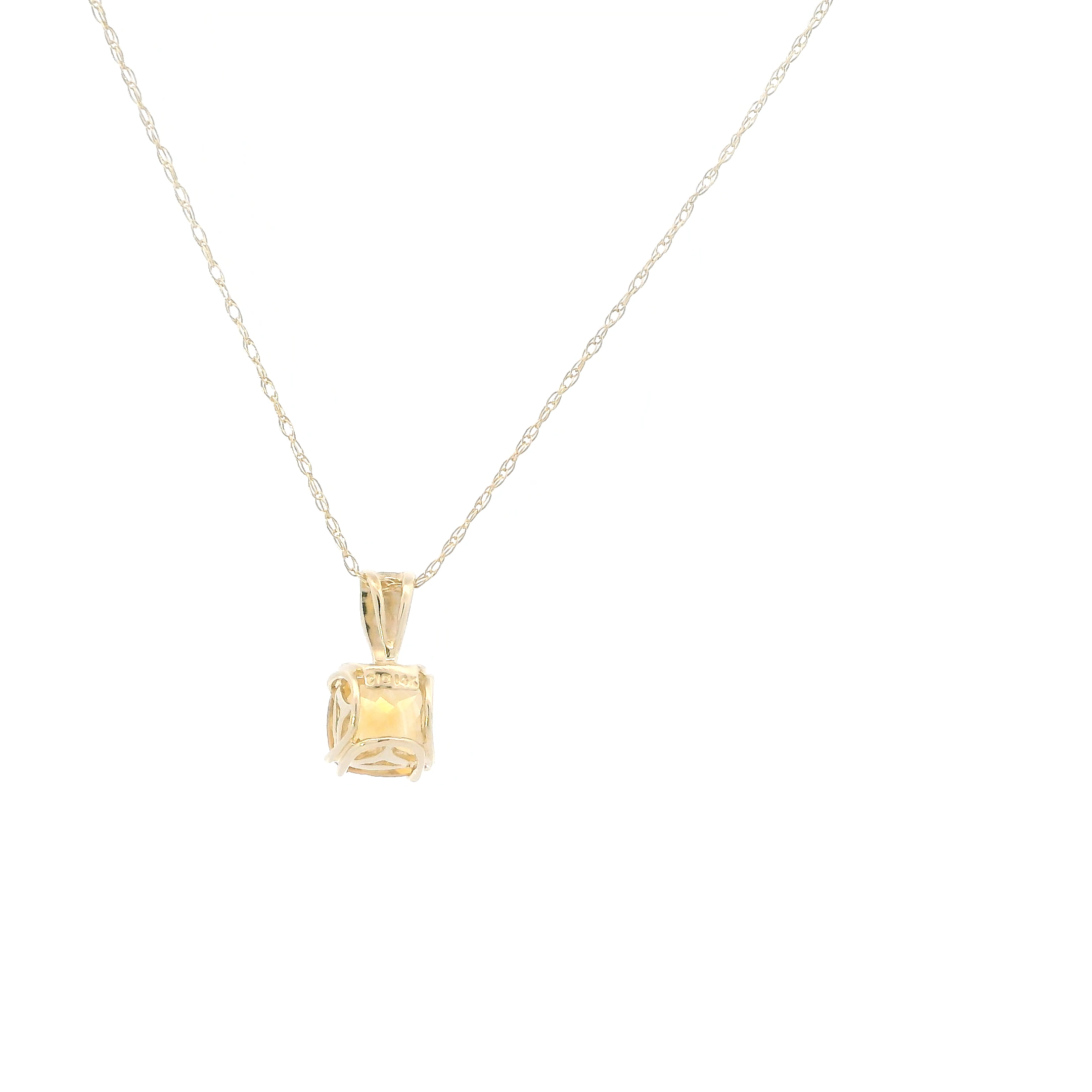 14K Yellow Gold Citrine Pendant & 19