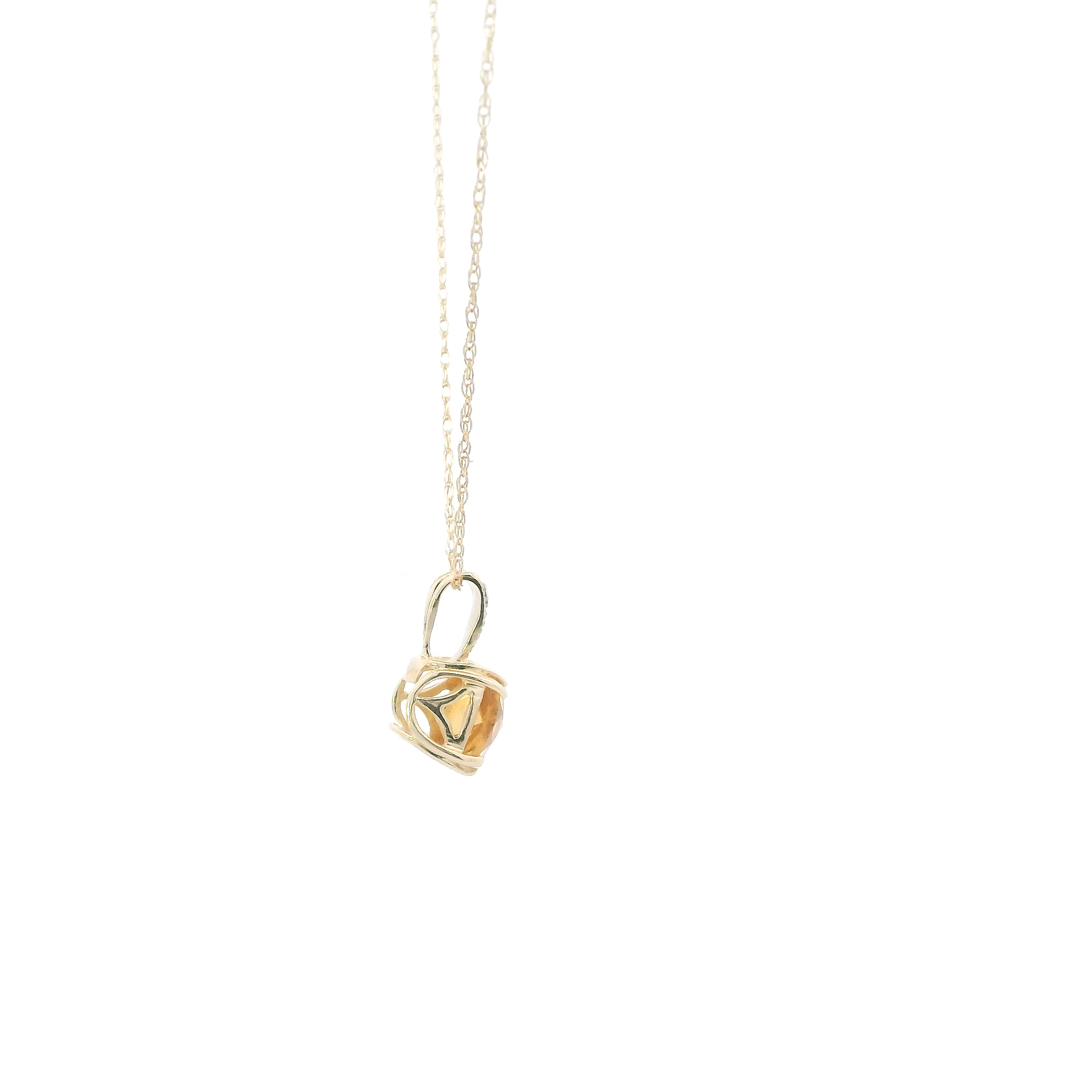 14K Yellow Gold Citrine Pendant & 19