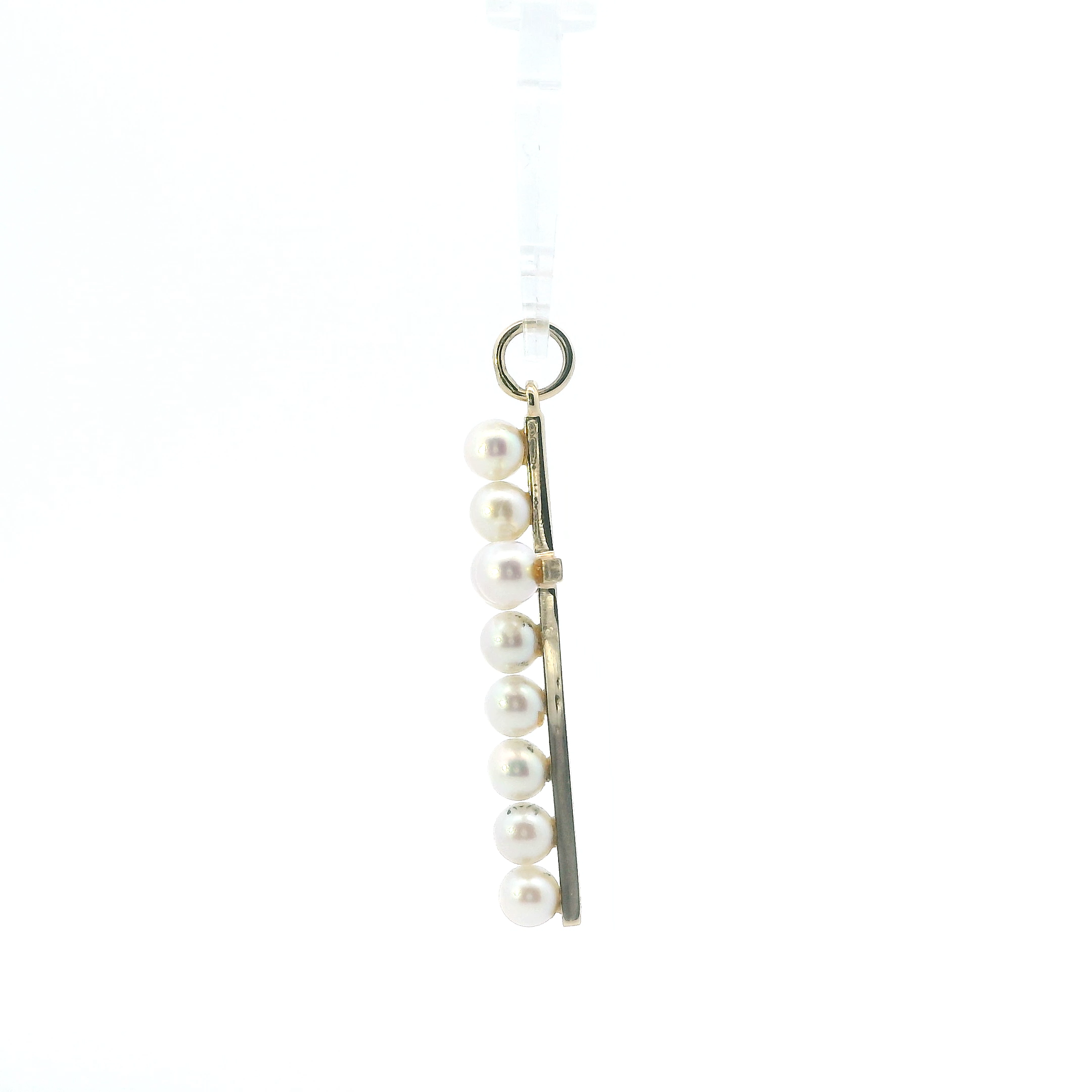 14K Yellow Gold Pearls Cross Pendant