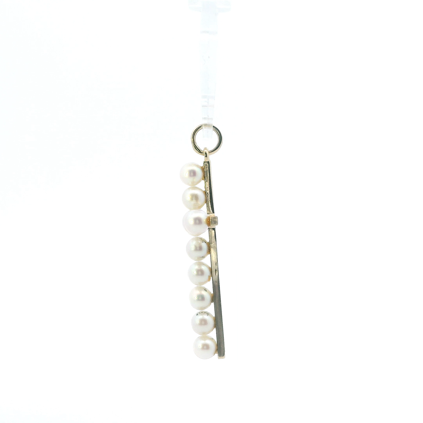 14K Yellow Gold Pearls Cross Pendant