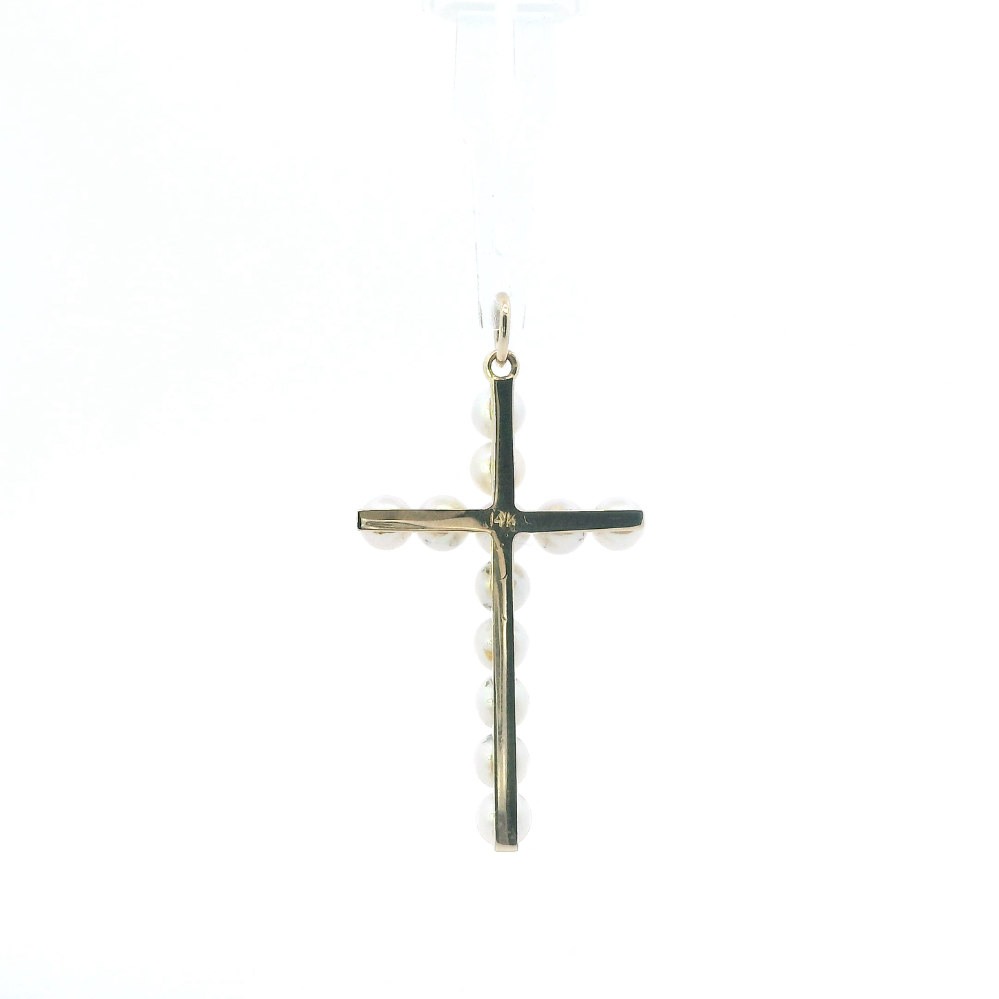 14K Yellow Gold Pearls Cross Pendant