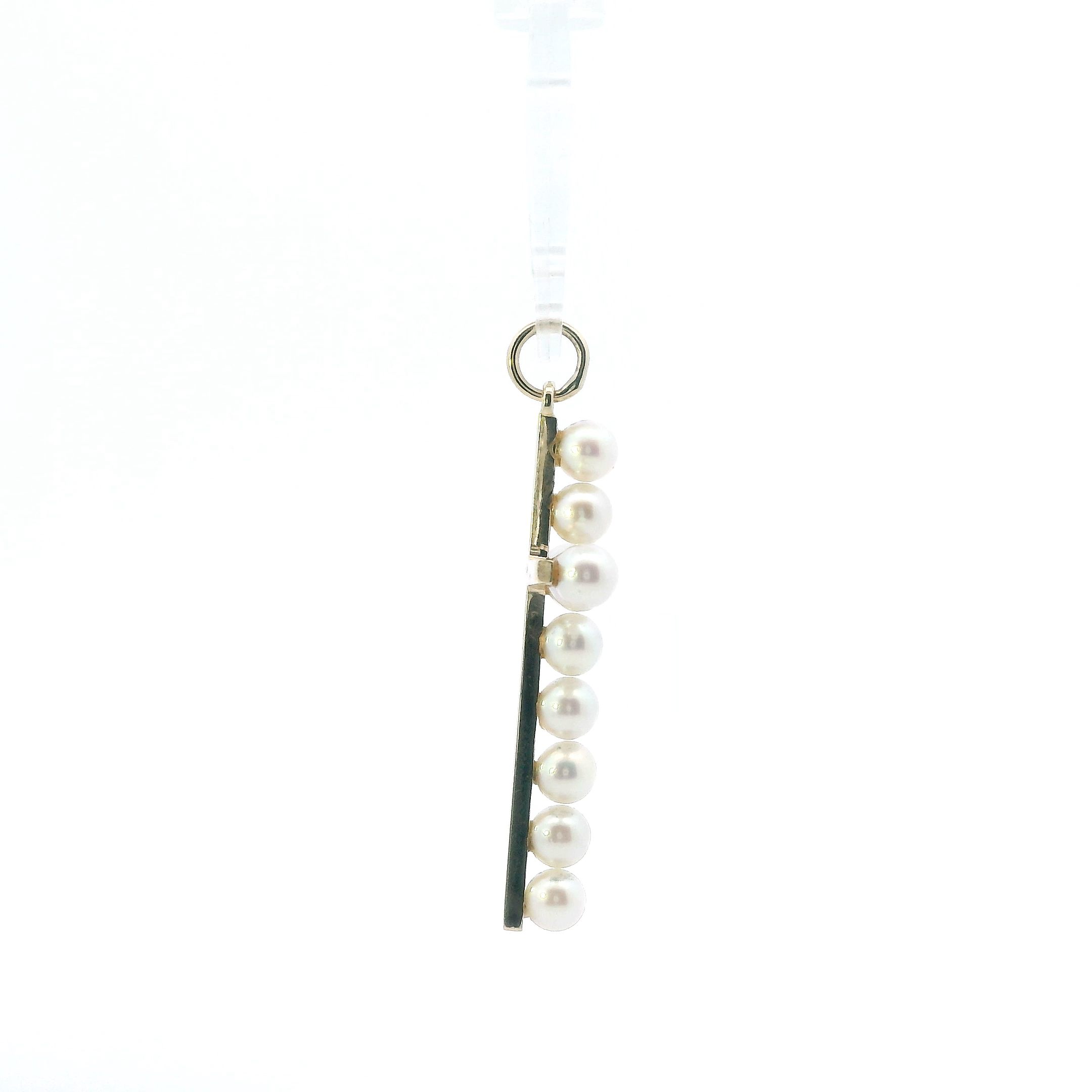 14K Yellow Gold Pearls Cross Pendant