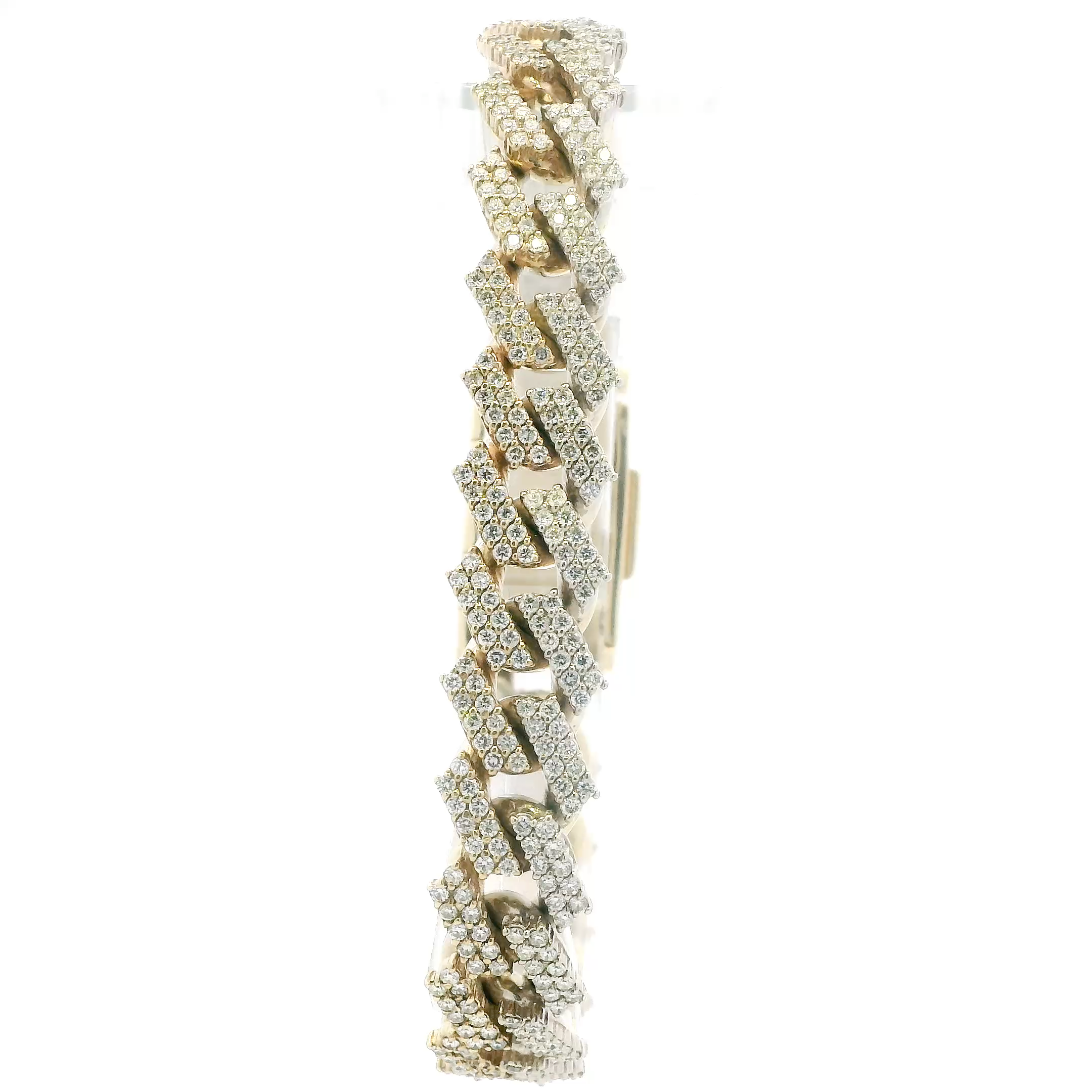 10K Yellow & White Gold Diamonds Curb Link Bracelet - 6.51ct