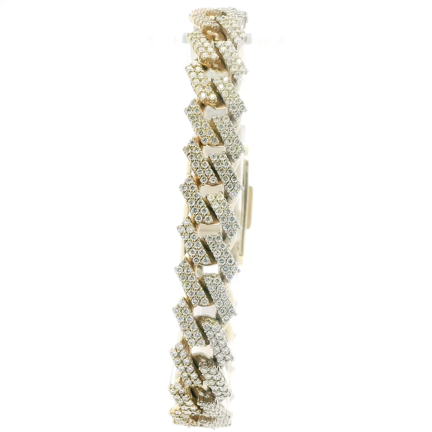10K Yellow & White Gold Diamonds Curb Link Bracelet - 6.51ct