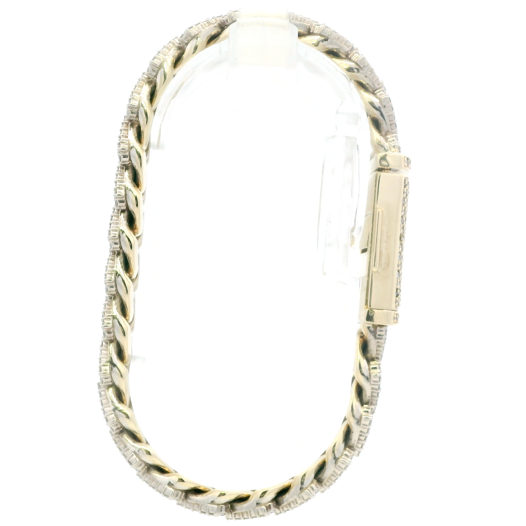10K Yellow & White Gold Diamonds Curb Link Bracelet - 6.51ct