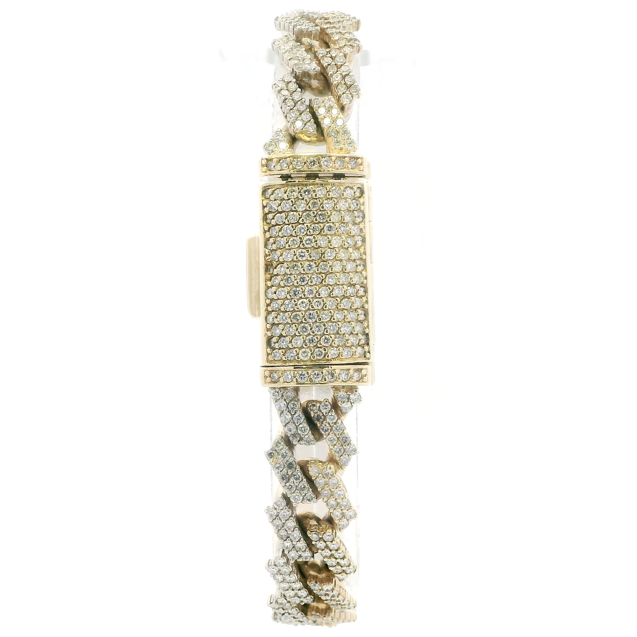 10K Yellow & White Gold Diamonds Curb Link Bracelet - 6.51ct