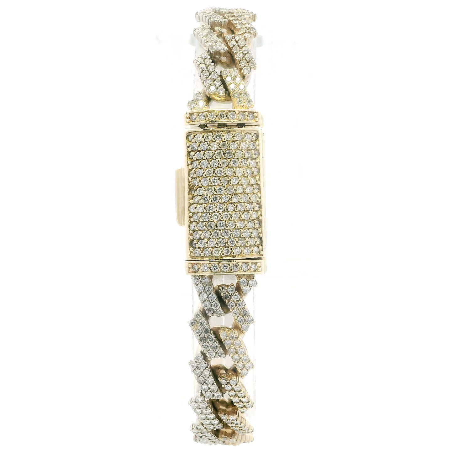 10K Yellow & White Gold Diamonds Curb Link Bracelet - 6.51ct
