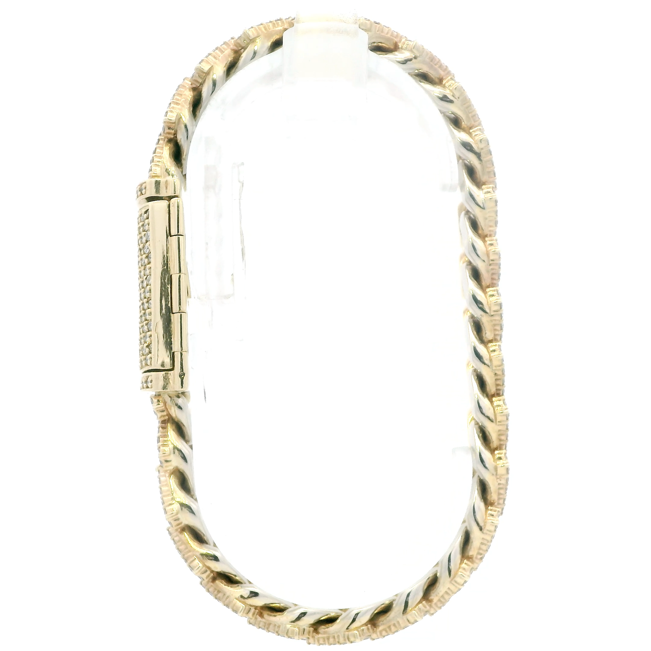 10K Yellow & White Gold Diamonds Curb Link Bracelet - 6.51ct