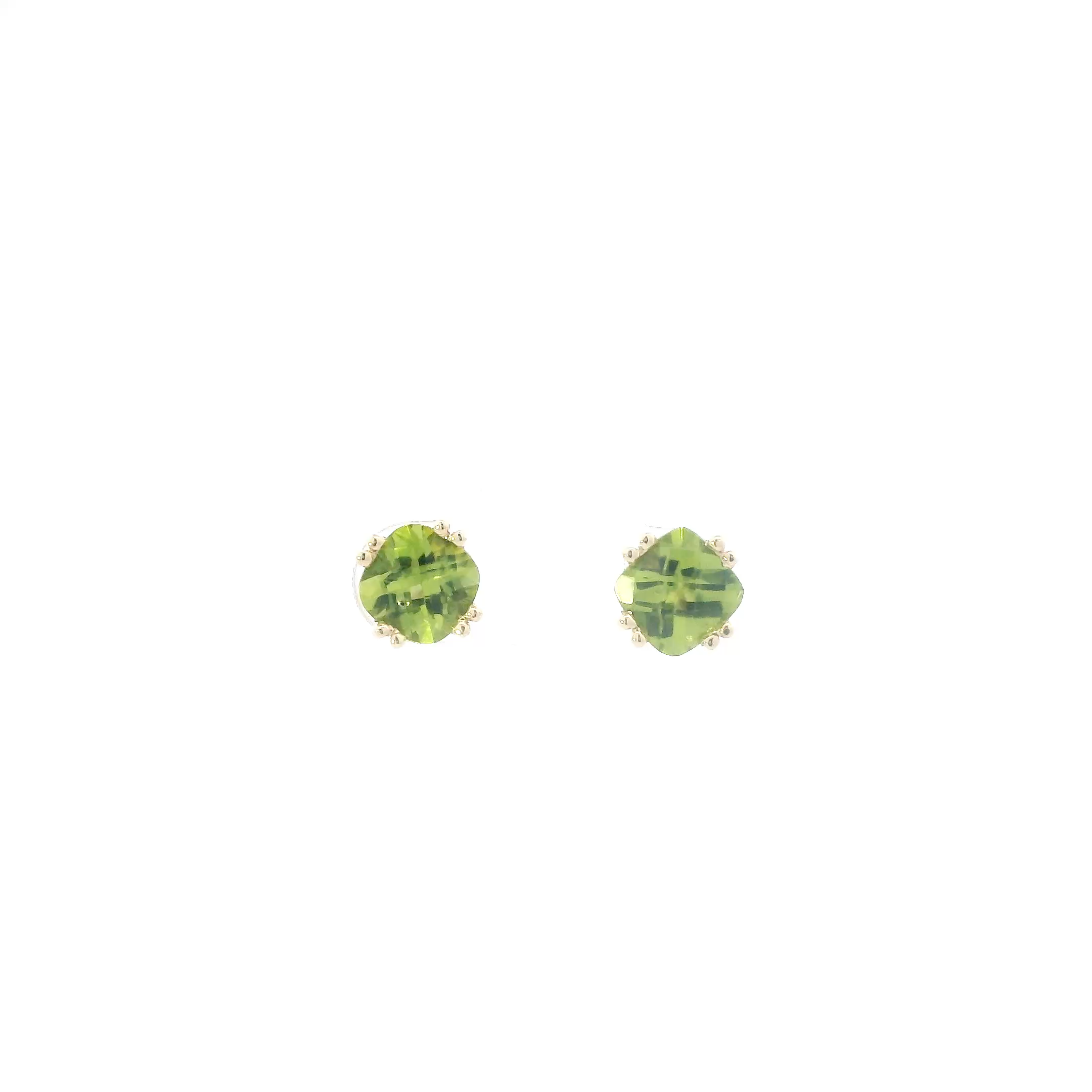 14K Yellow Gold Peridot Stud Earrings