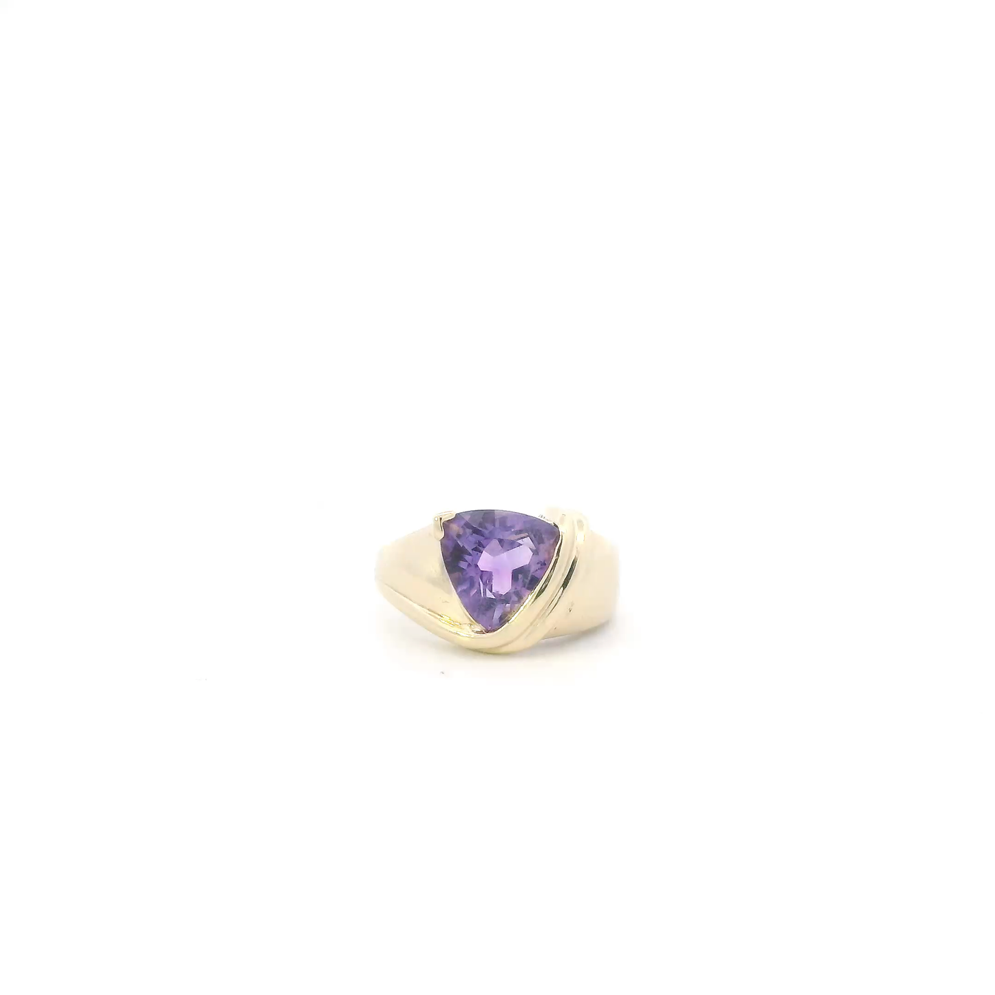 10K Yellow Gold Trillion Amethyst Womens Ring