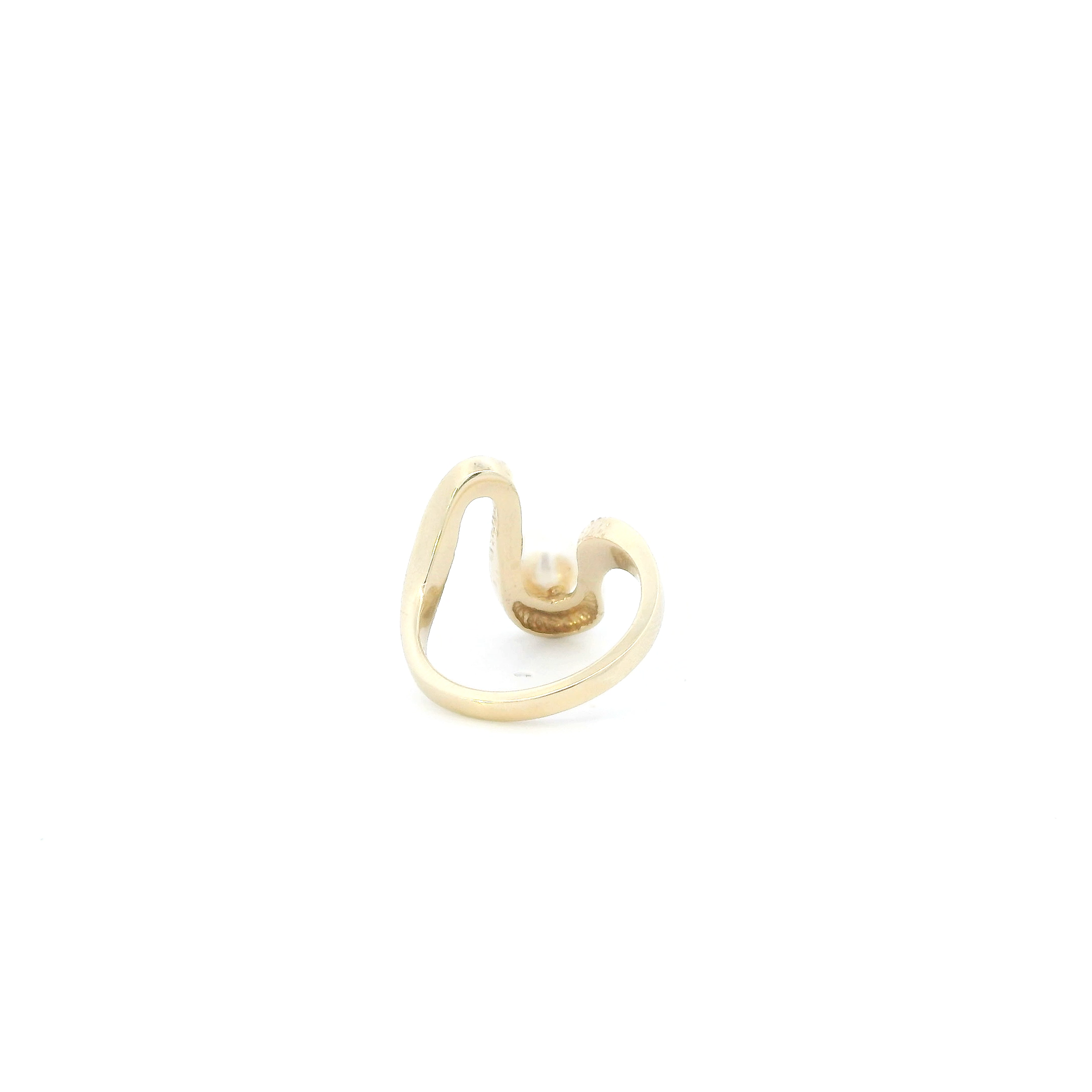 14K Yellow Gold Pearl Abstract Womens Ring