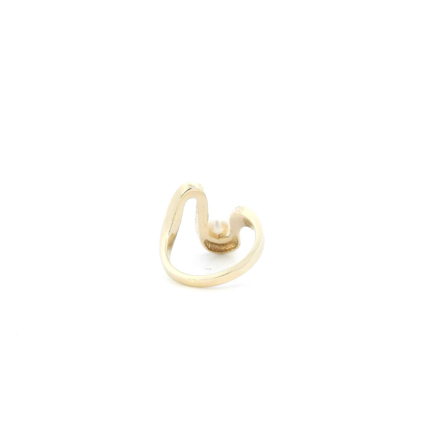 14K Yellow Gold Pearl Abstract Womens Ring
