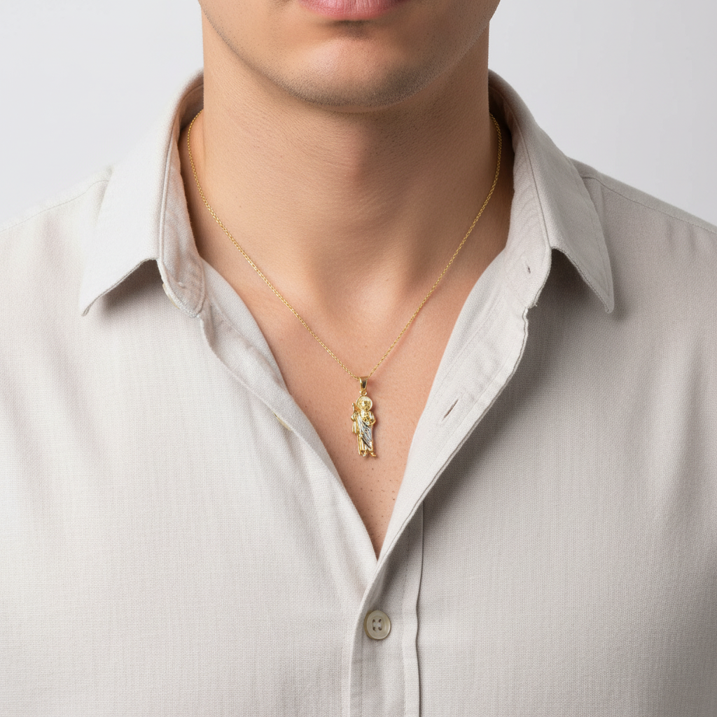 14K Yellow & White Gold Religious Standing Figure Pendant