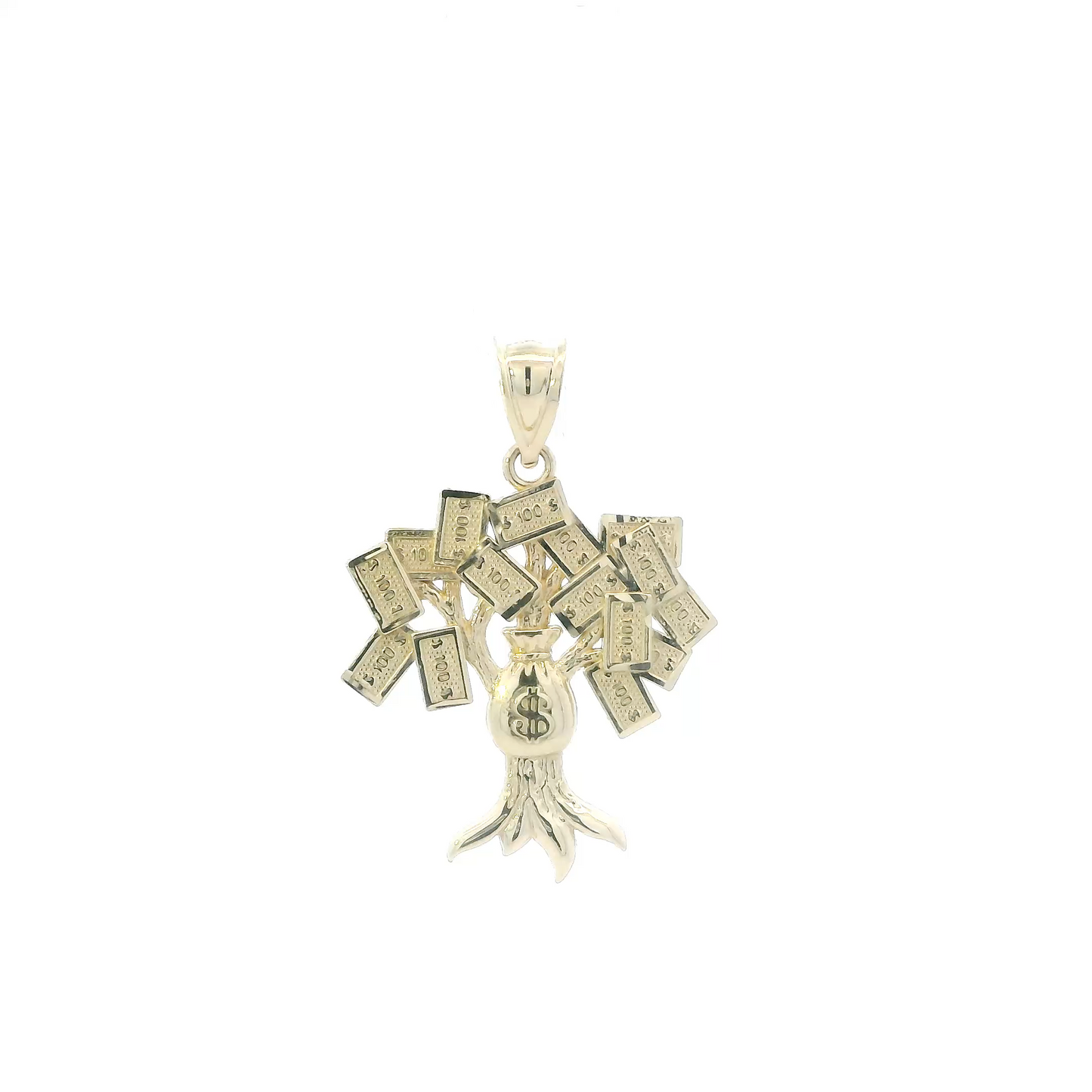 10K Yellow Gold Diamond Cut Money Tree Pendant