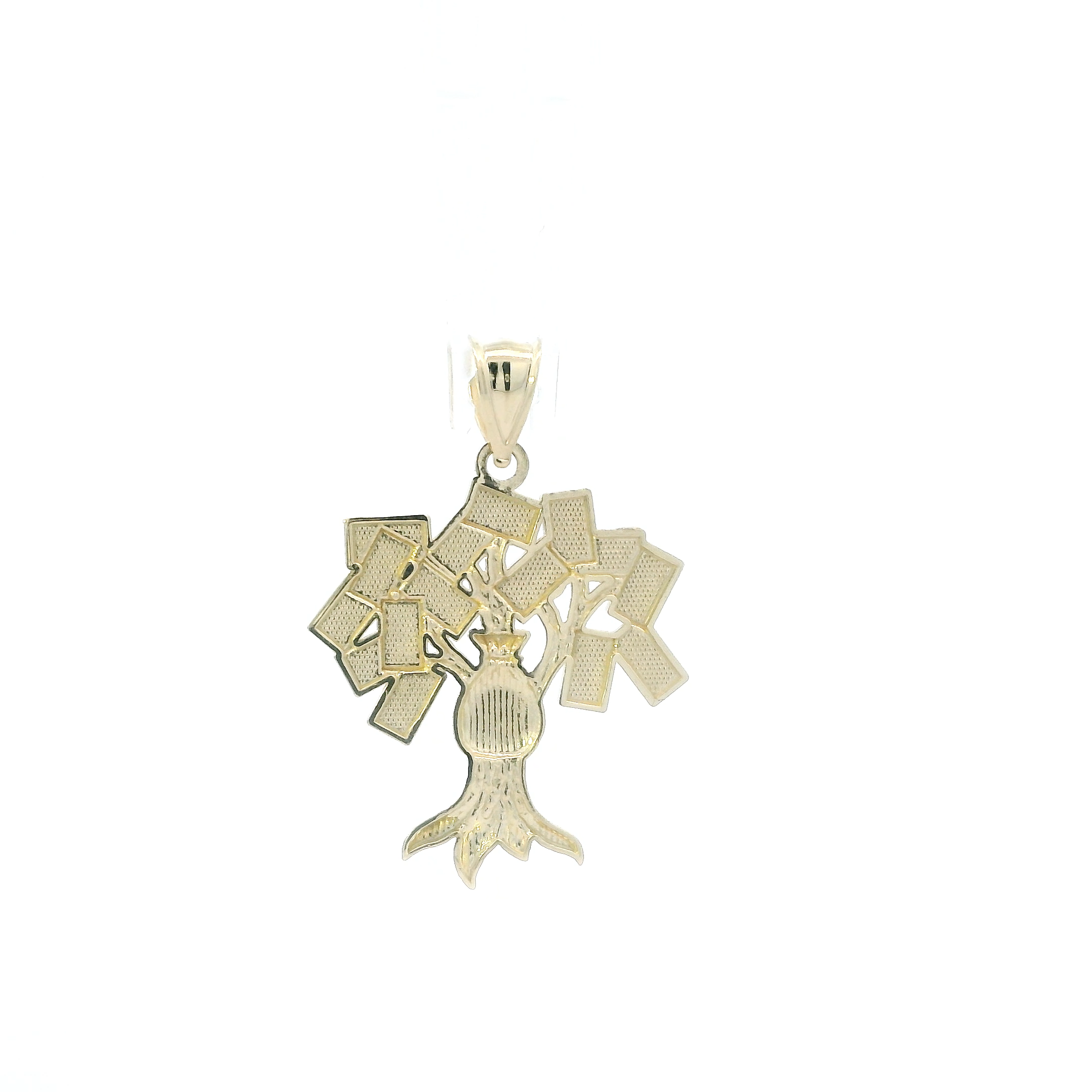 10K Yellow Gold Diamond Cut Money Tree Pendant