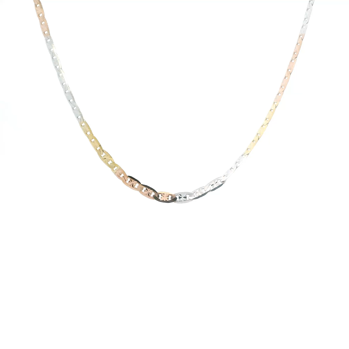 14K Tri Color 18" Mariner Chain